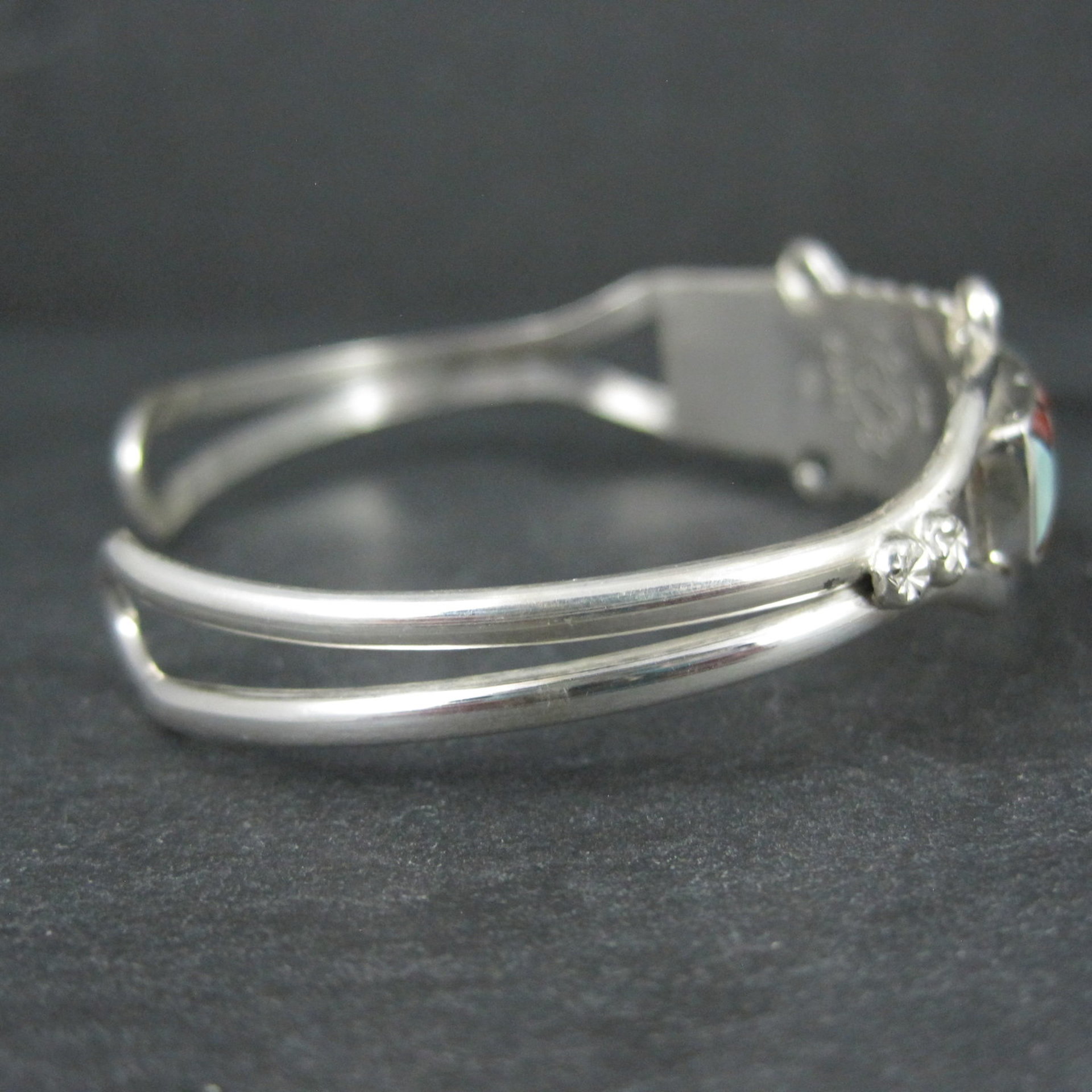 Dainty Zuni Sunface Inlay Cuff Bracelet 6.5 Inches