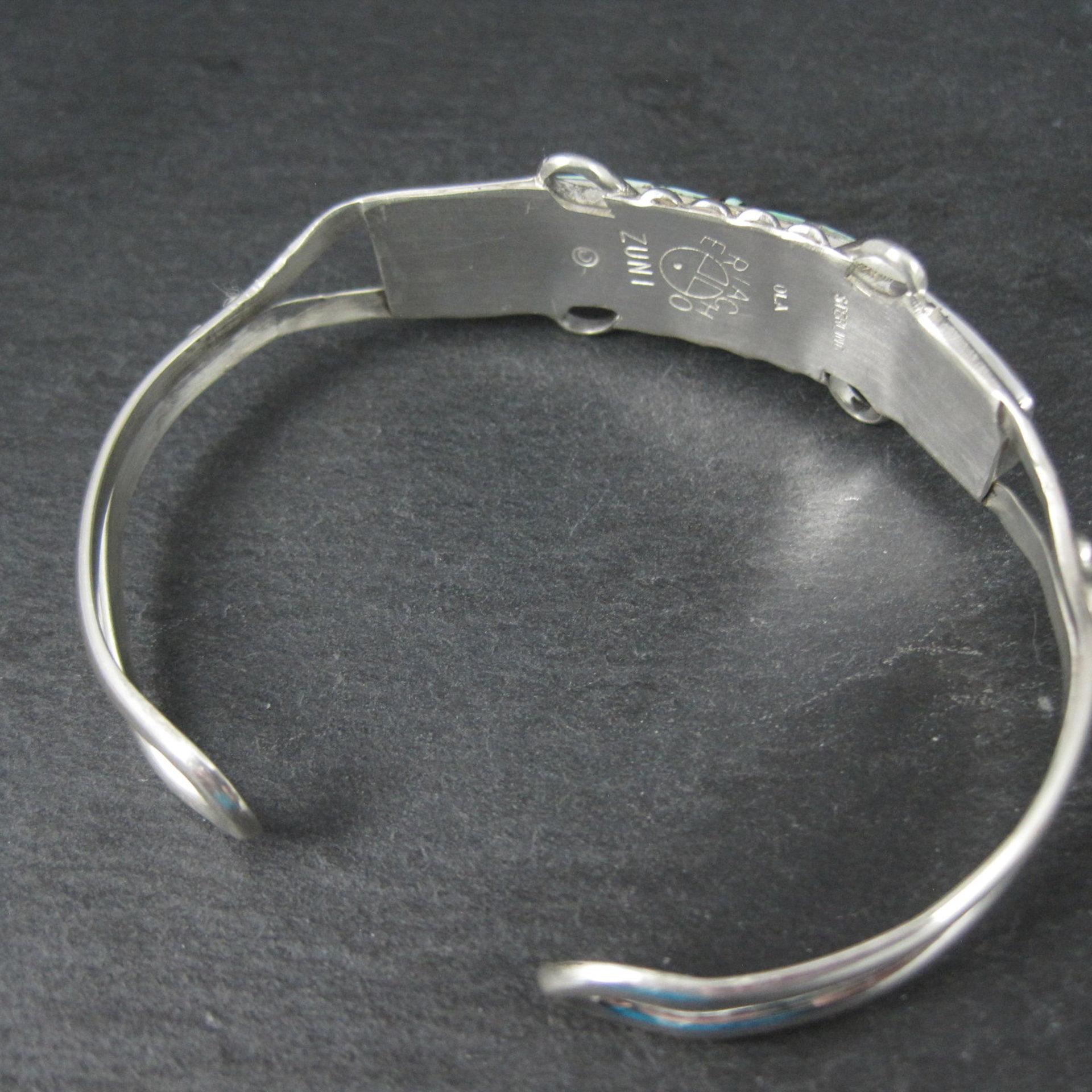 Dainty Zuni Sunface Inlay Cuff Bracelet 6.5 Inches