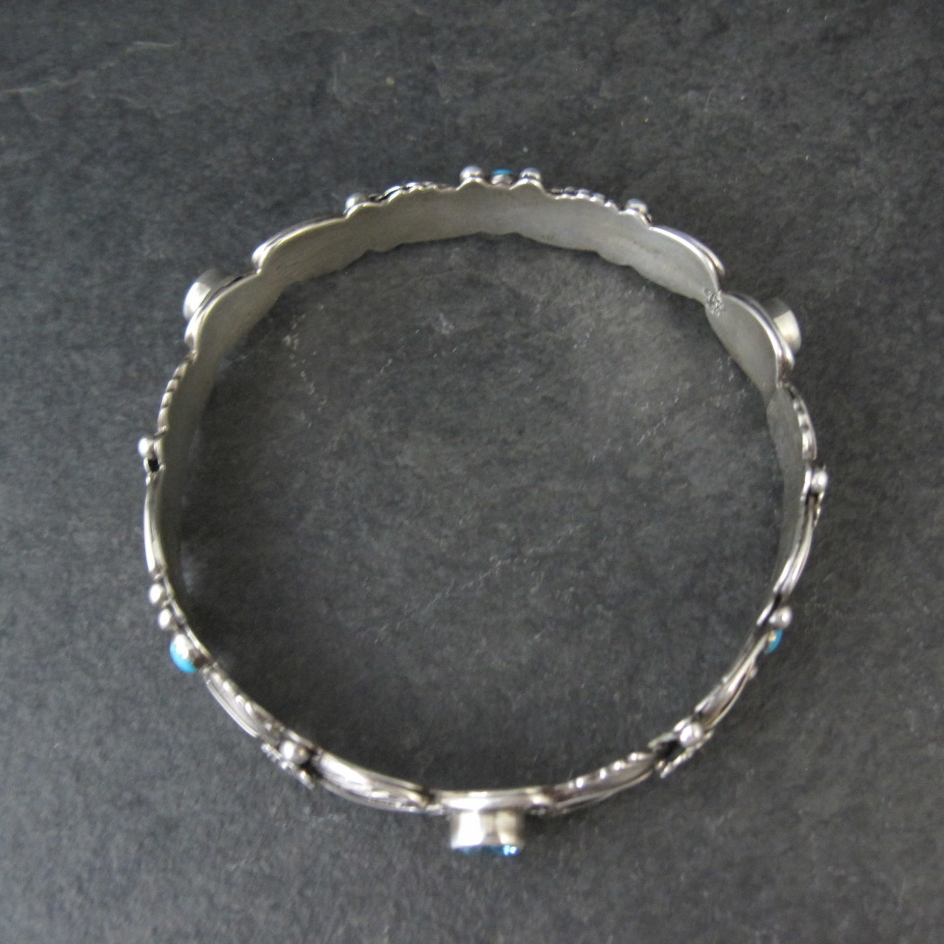 Southwestern Sterling Topaz Turquoise Bangle Bracelet
