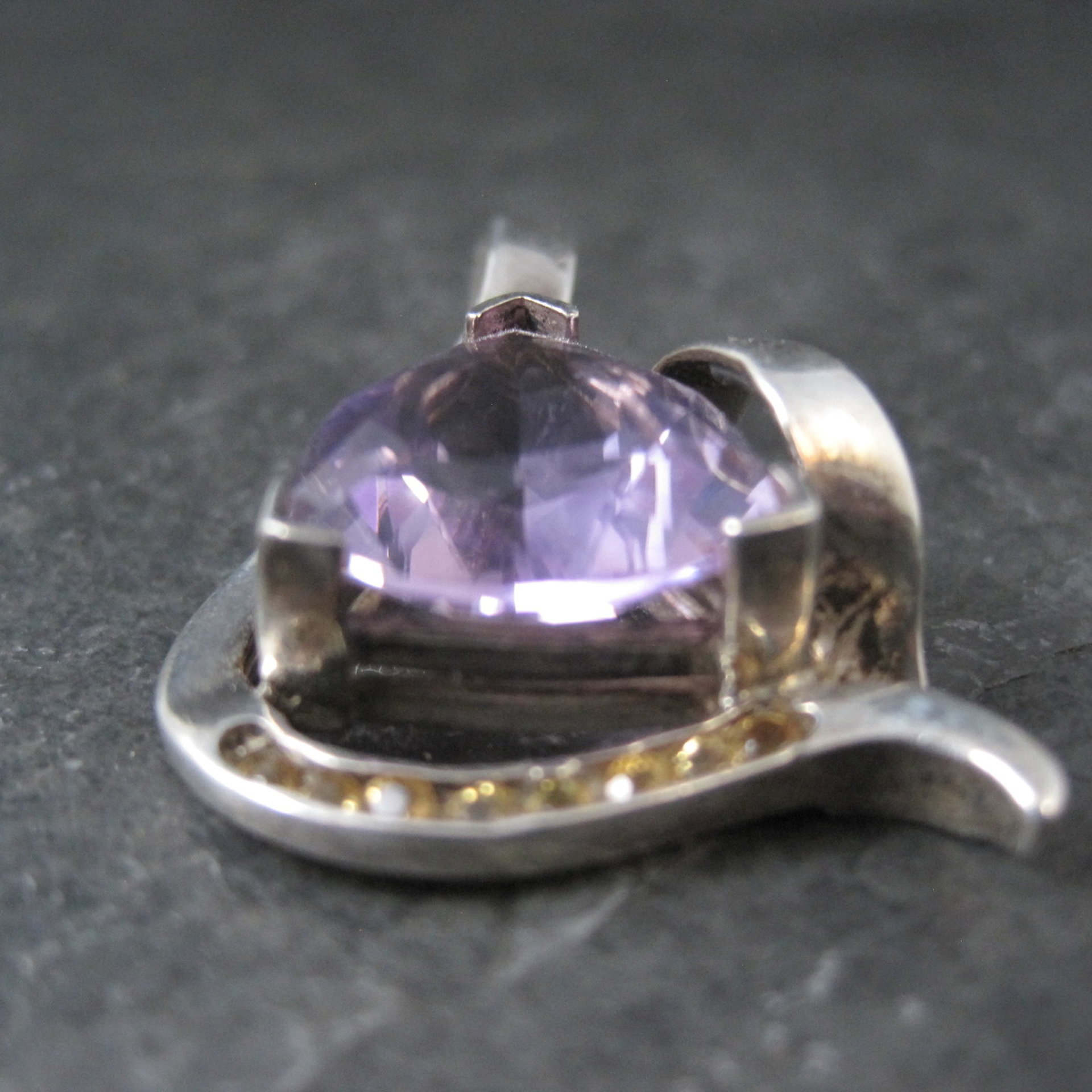 Huge Vintage Sterling Amethyst and Citrine Pendant