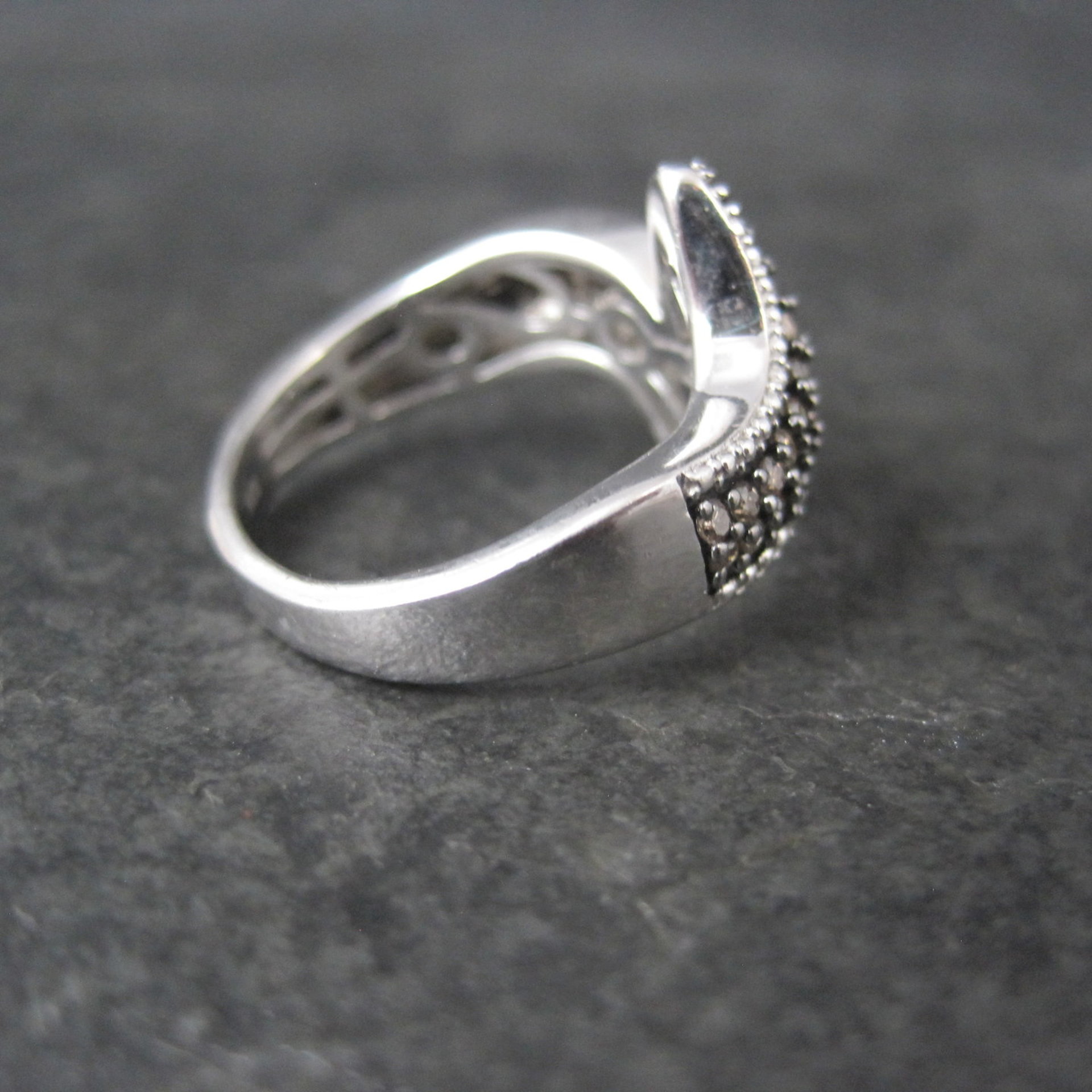 Champagne Diamond Ring Size 5 Sterling Silver Estate Jewelry