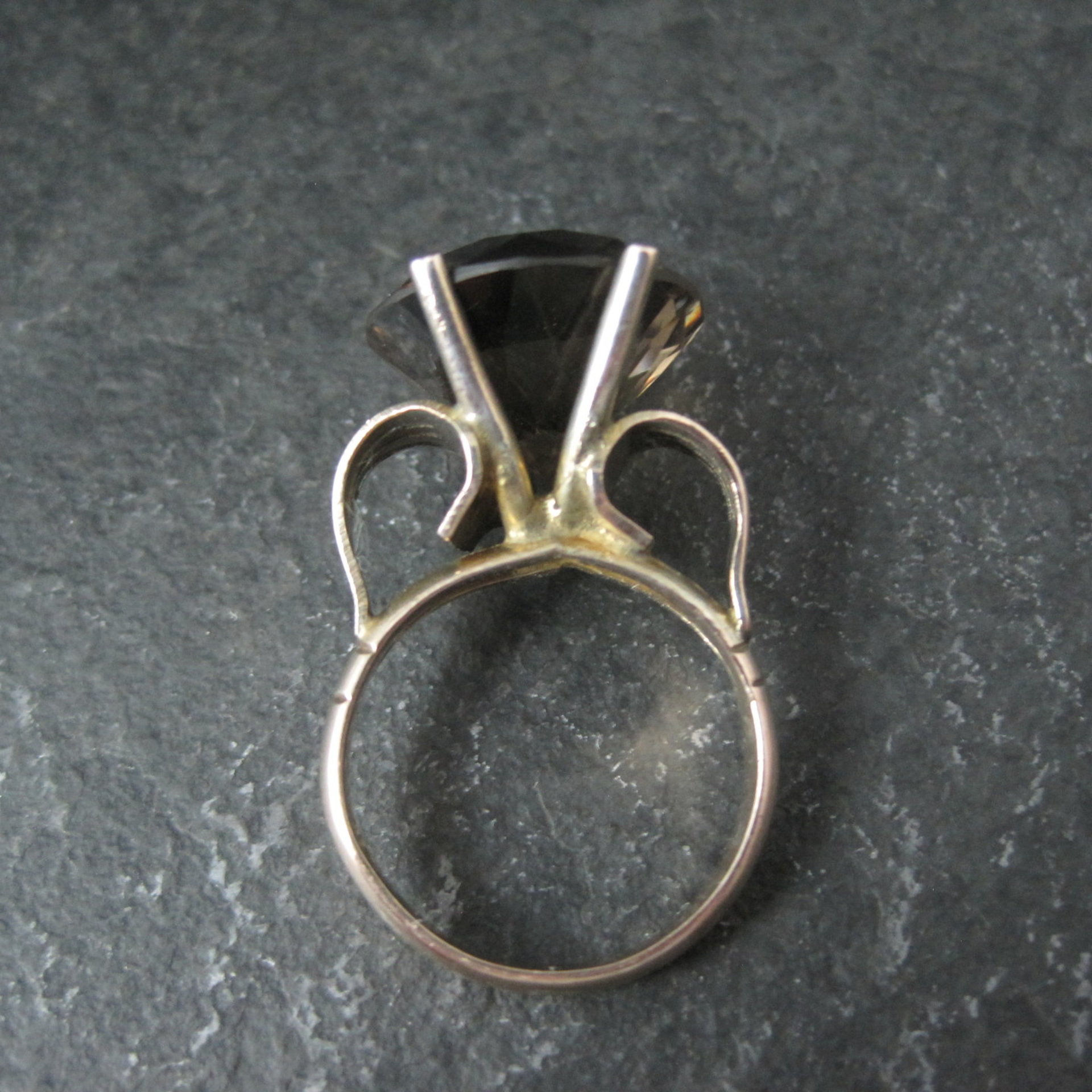 Large Antique Victorian 14K Smoky Quartz Ring Size 7