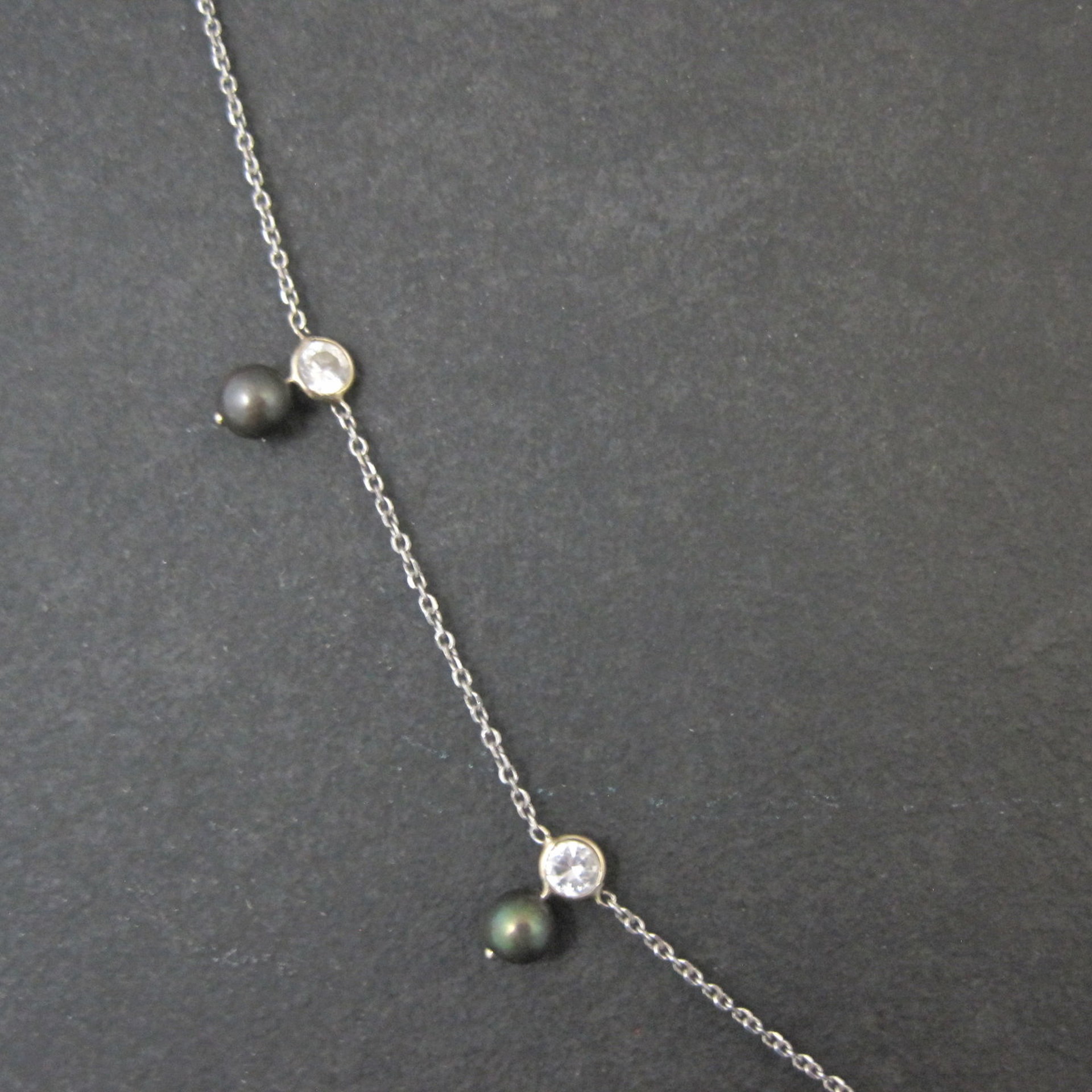 Vintage 14K Peacock Pearl CZ Necklace 17 Inches
