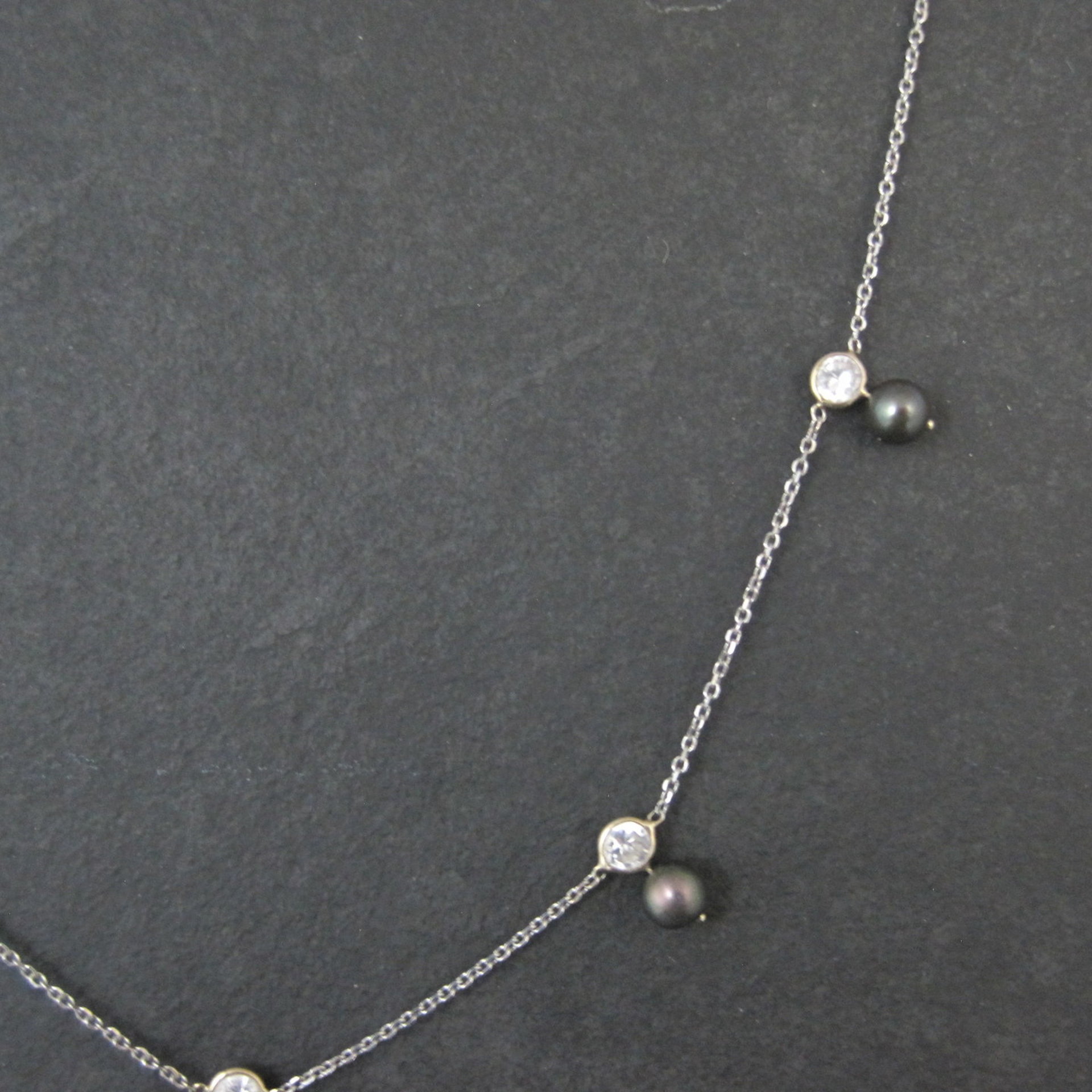 Vintage 14K Peacock Pearl CZ Necklace 17 Inches
