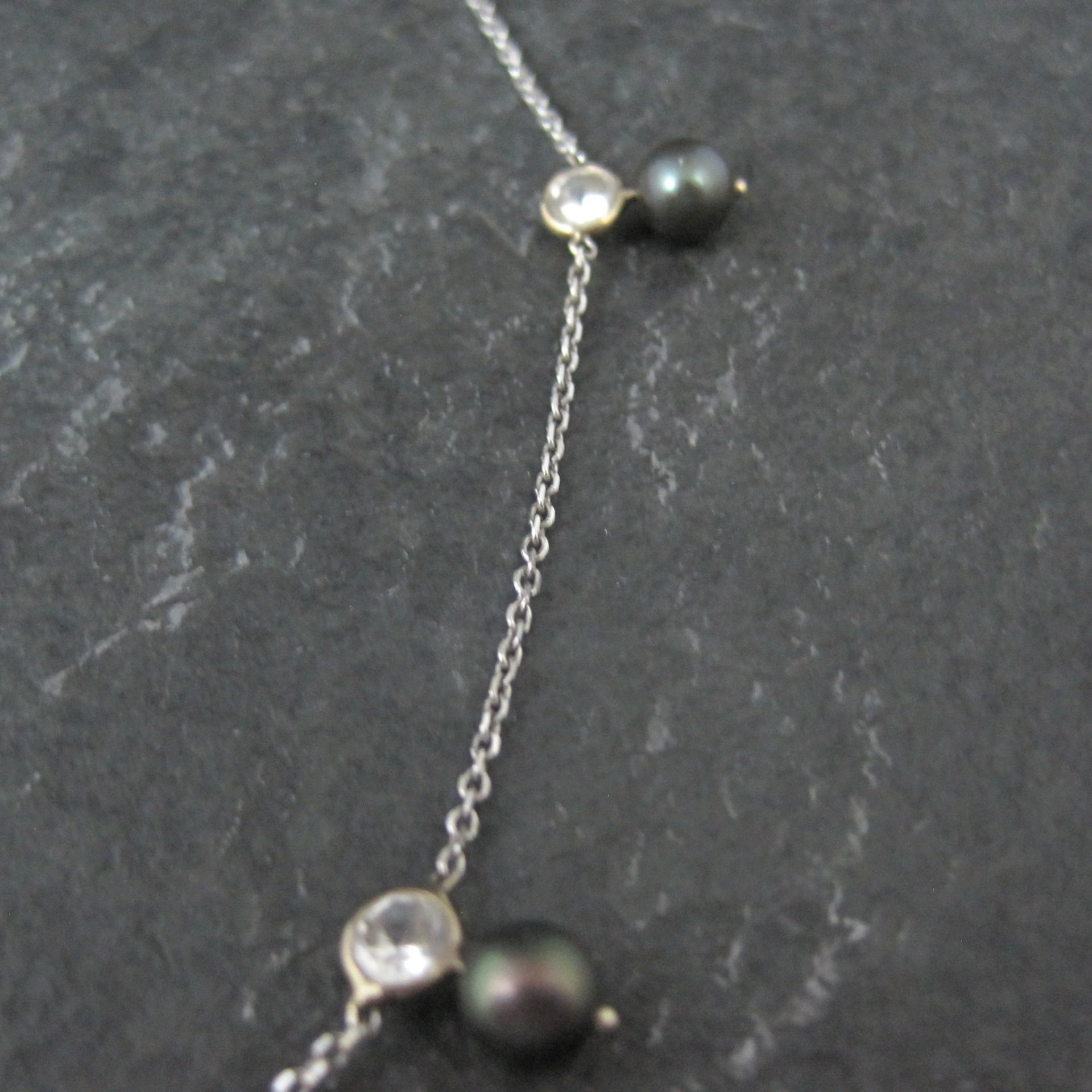 Vintage 14K Peacock Pearl CZ Necklace 17 Inches