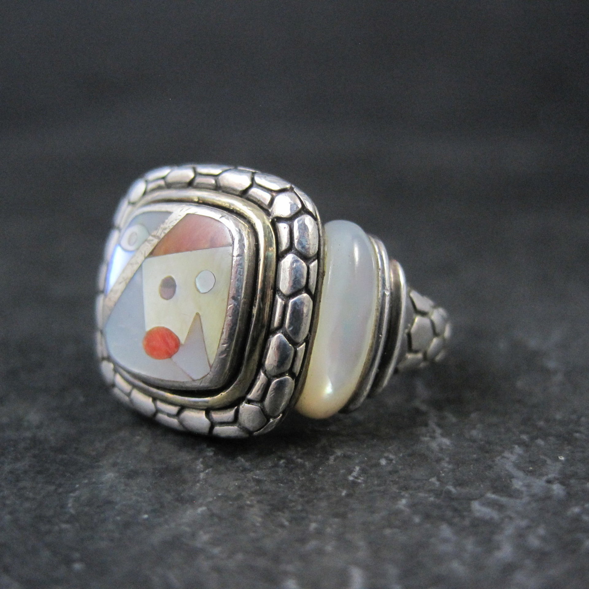 Vintage Sterling 18K Picasso Inlay Ring Size 5.5 Eric Grossbardt