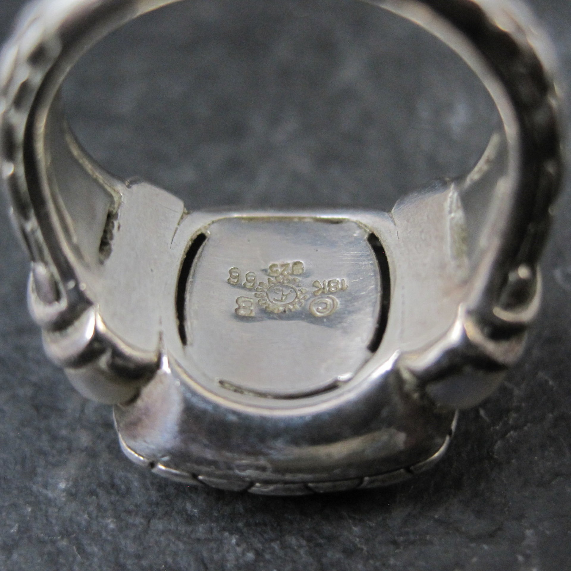 Vintage Sterling 18K Picasso Inlay Ring Size 5.5 Eric Grossbardt