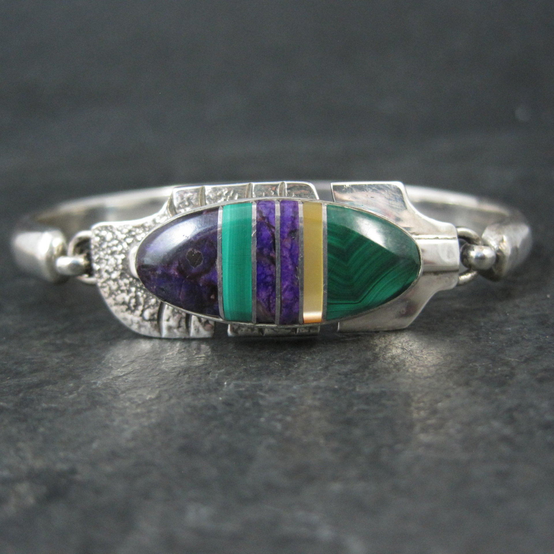 Estate Navajo Inlaid Feather Bracelet 6 Inches G Howe
