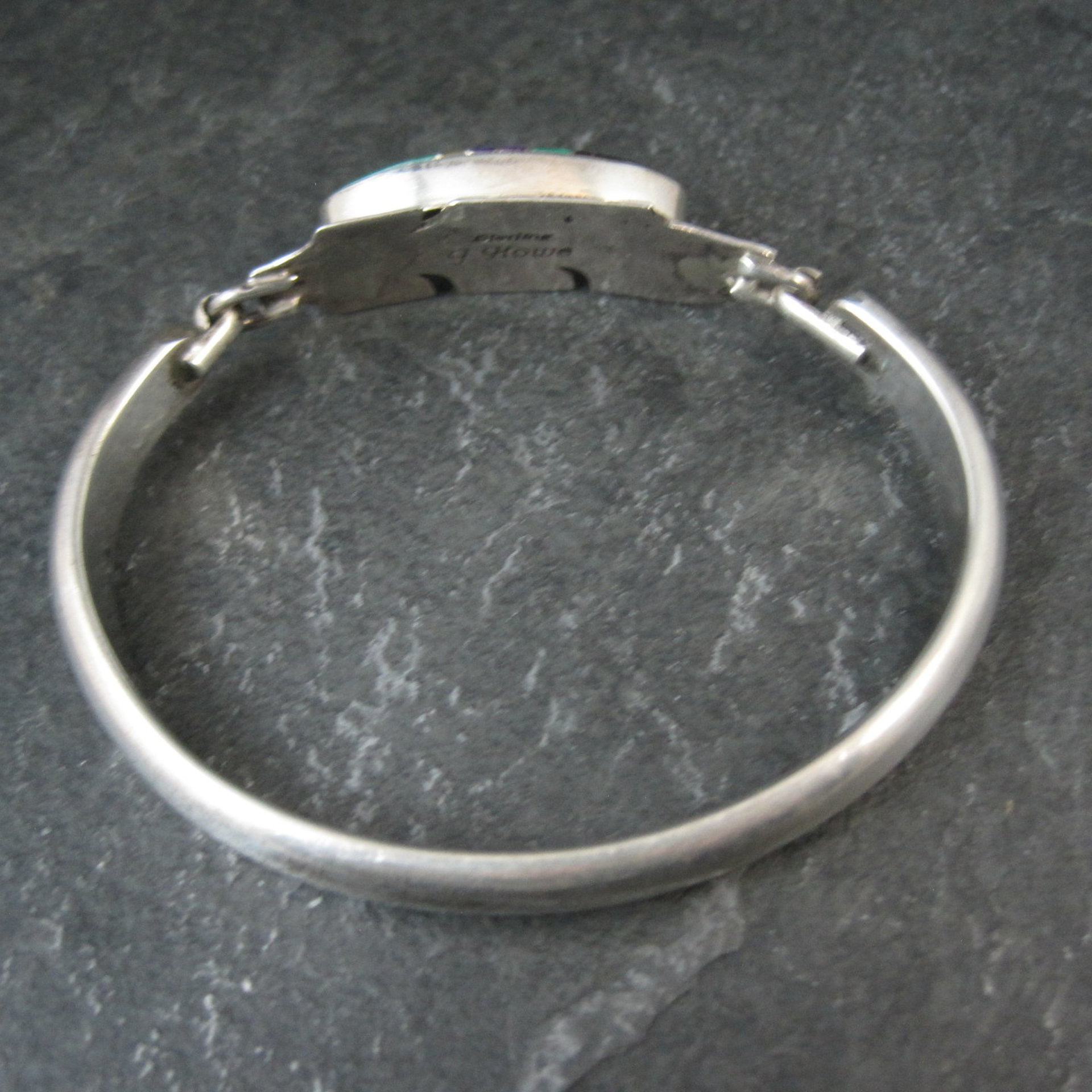 Estate Navajo Inlaid Feather Bracelet 6 Inches G Howe