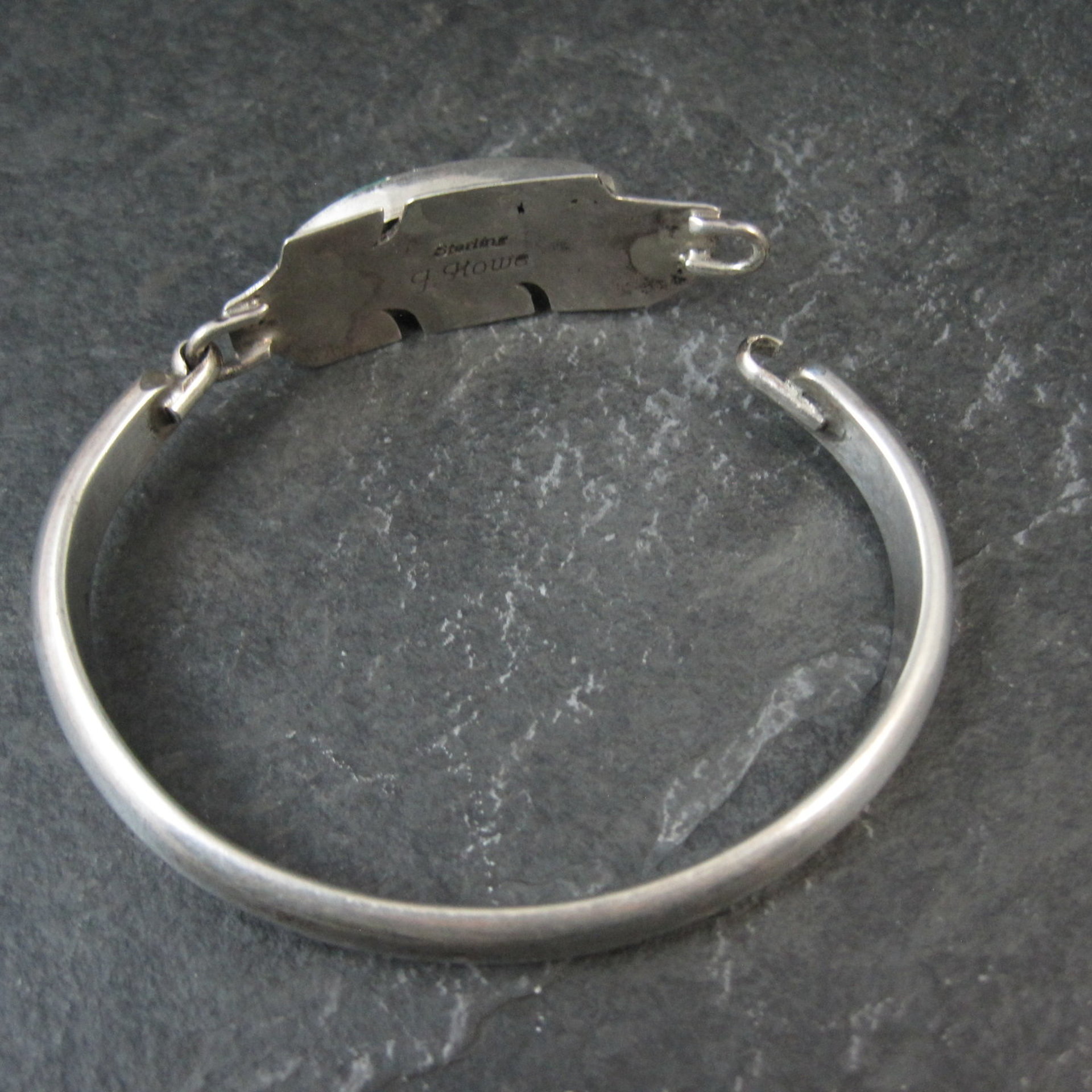 Estate Navajo Inlaid Feather Bracelet 6 Inches G Howe