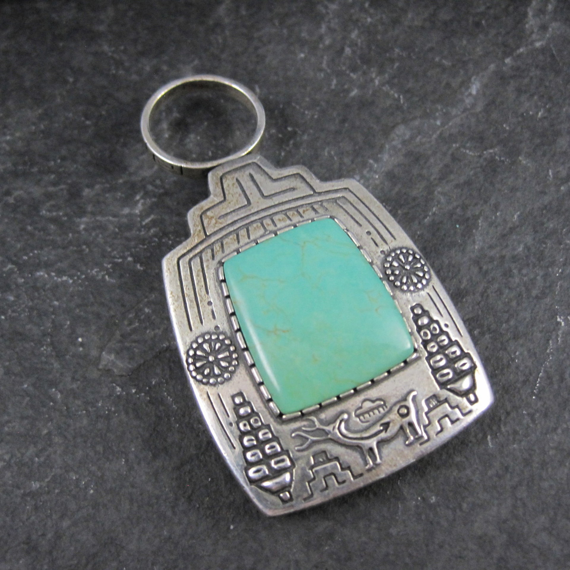 Carol Felley Turquoise Reversible Kachina Pendant Sterling Silver