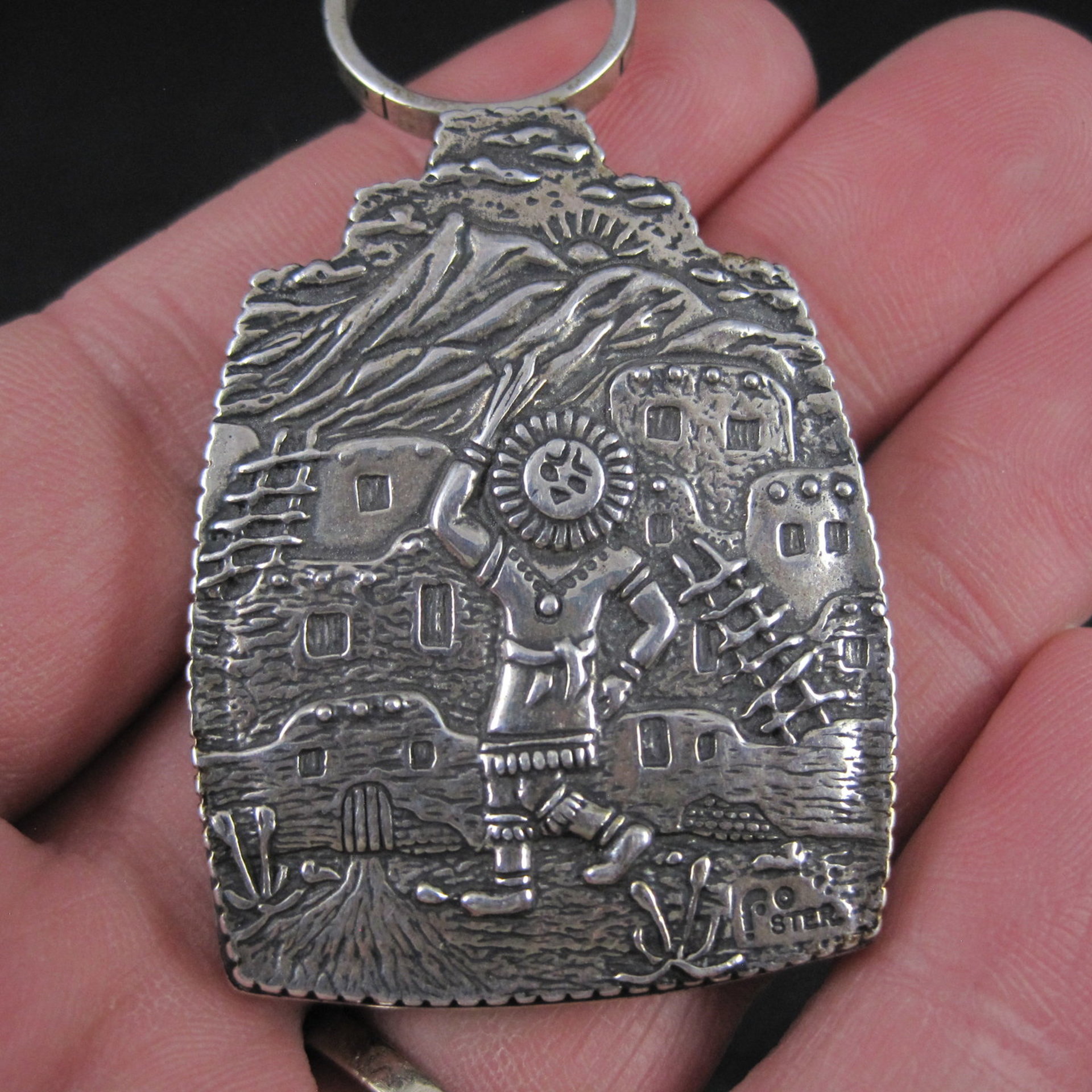 Carol Felley Turquoise Reversible Kachina Pendant Sterling Silver