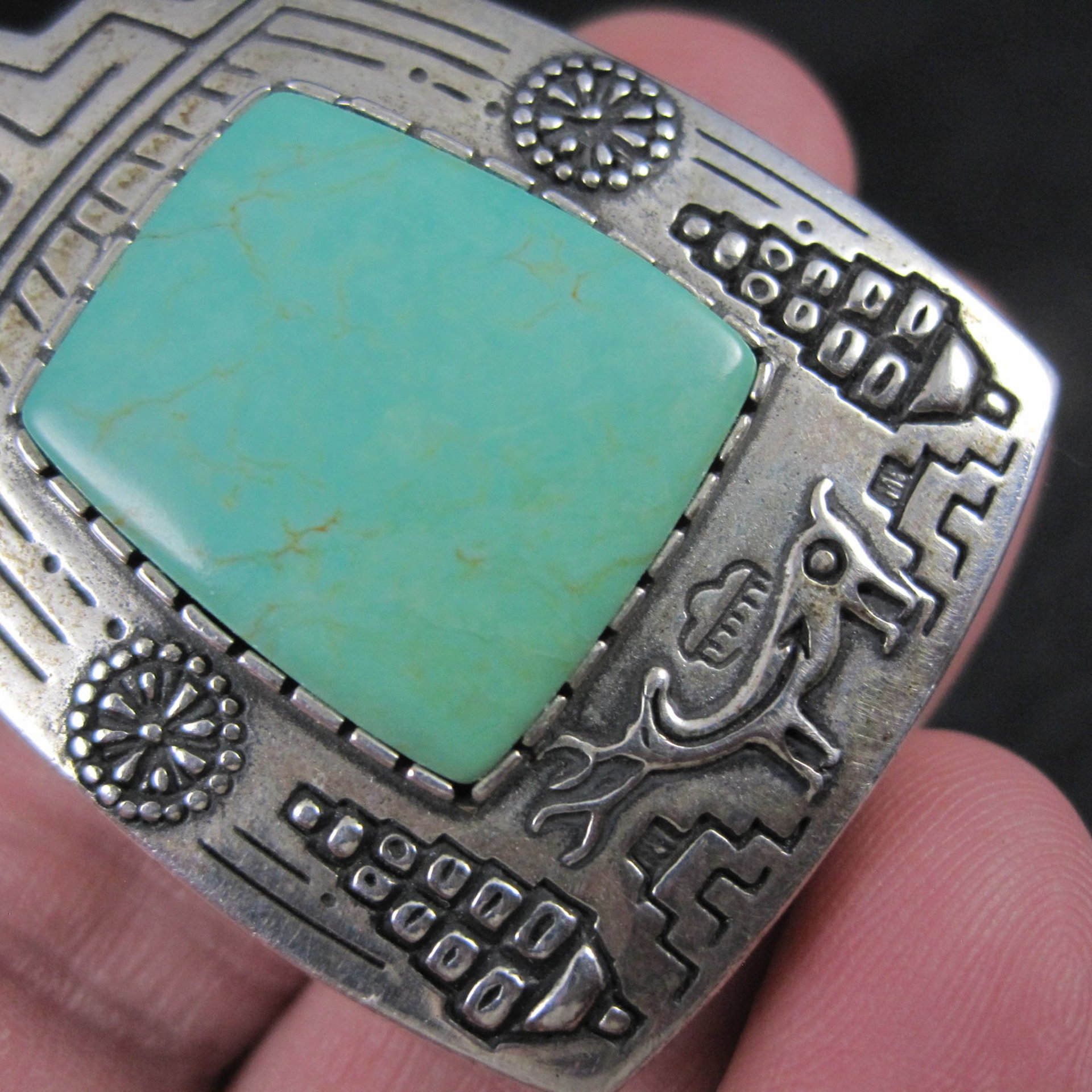 Carol Felley Turquoise Reversible Kachina Pendant Sterling Silver