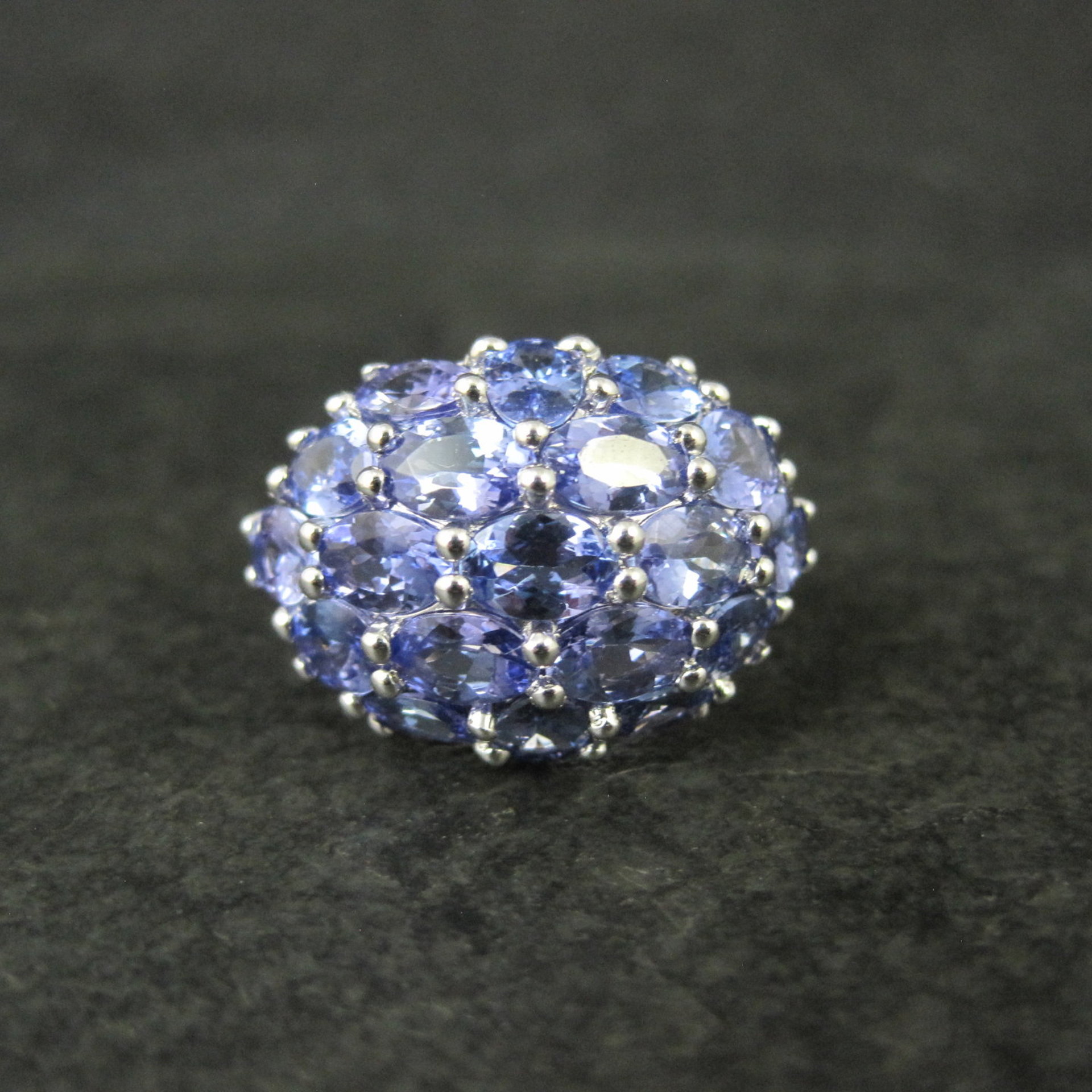Large 7.50 Carat Tanzanite Cocktail Dome Ring in Sterling Silver Size 10