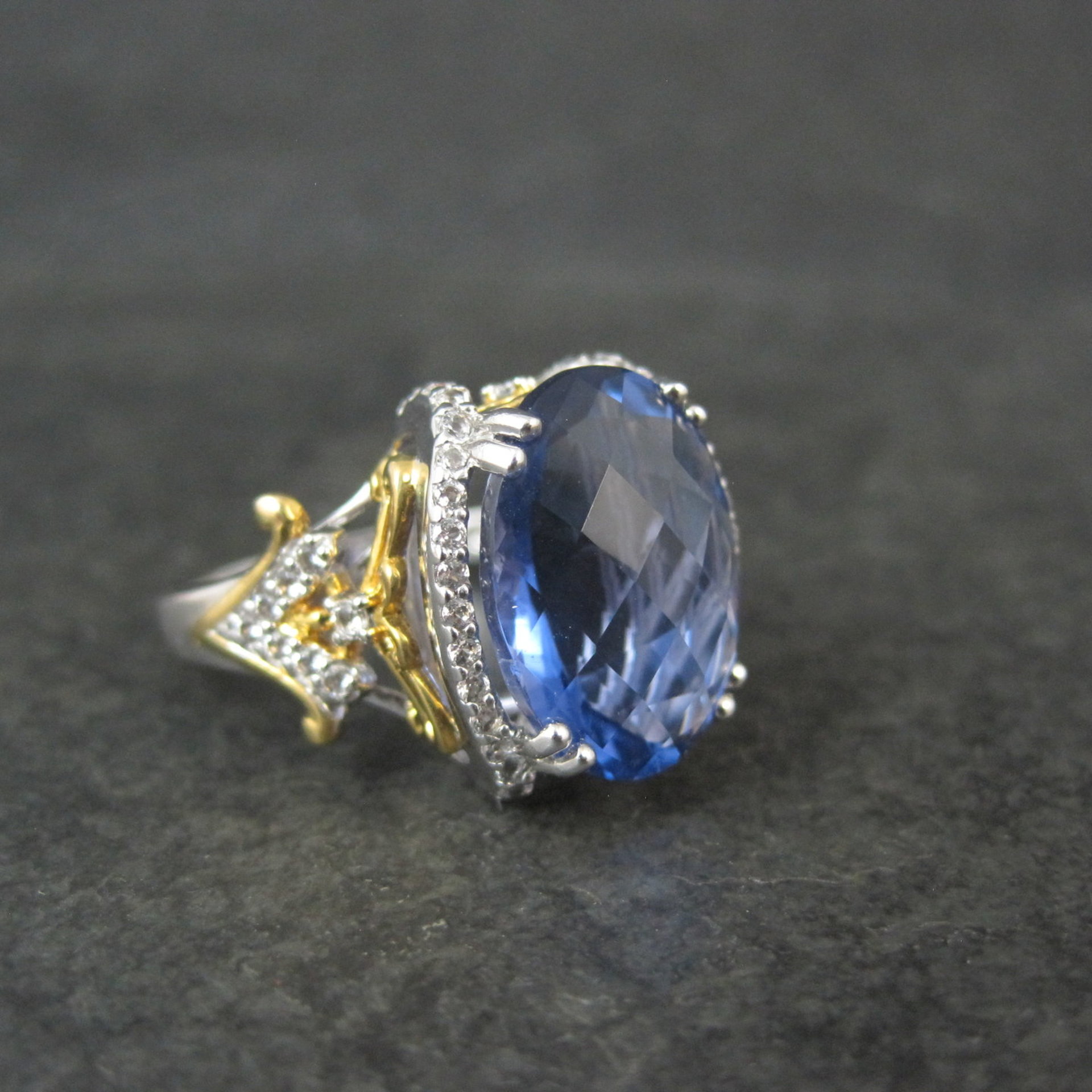Designer Sterling Silver 10.58ctw Color Change Fluorite & White Topaz Ring Sz 10