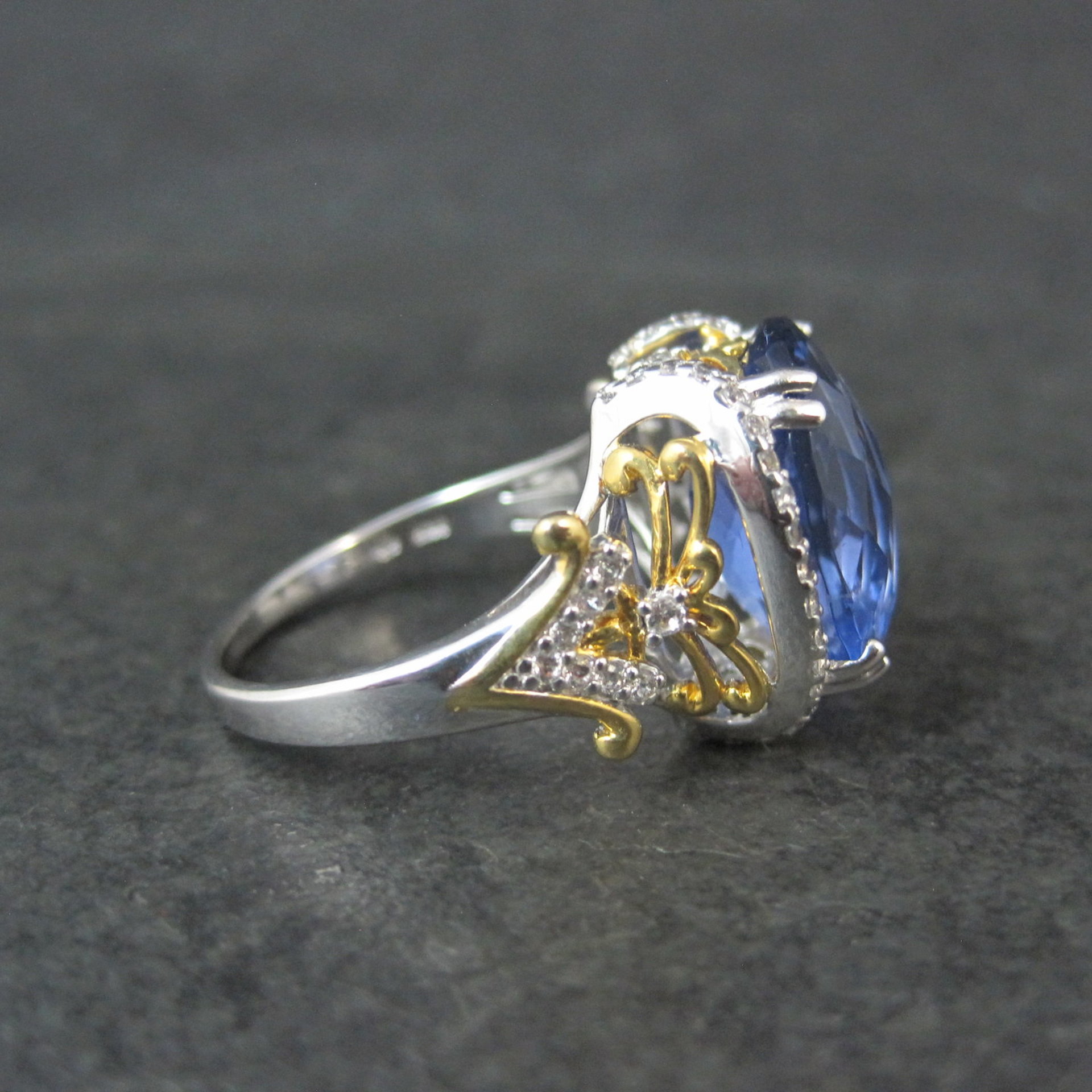 Designer Sterling Silver 10.58ctw Color Change Fluorite & White Topaz Ring Sz 10