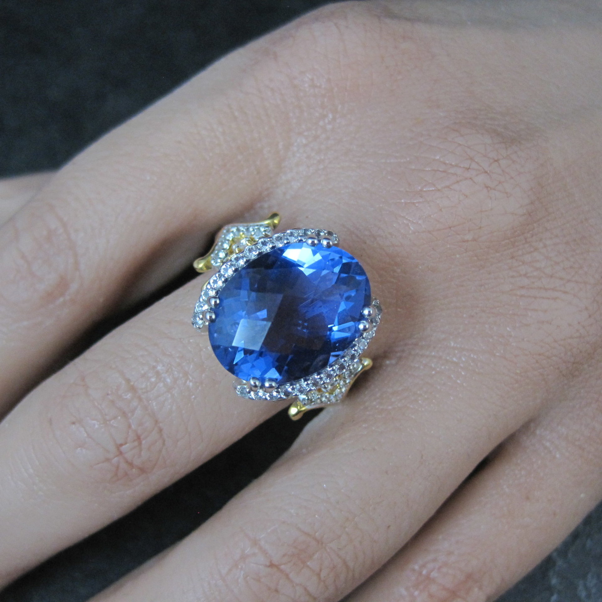 Designer Sterling Silver 10.58ctw Color Change Fluorite & White Topaz Ring Sz 10