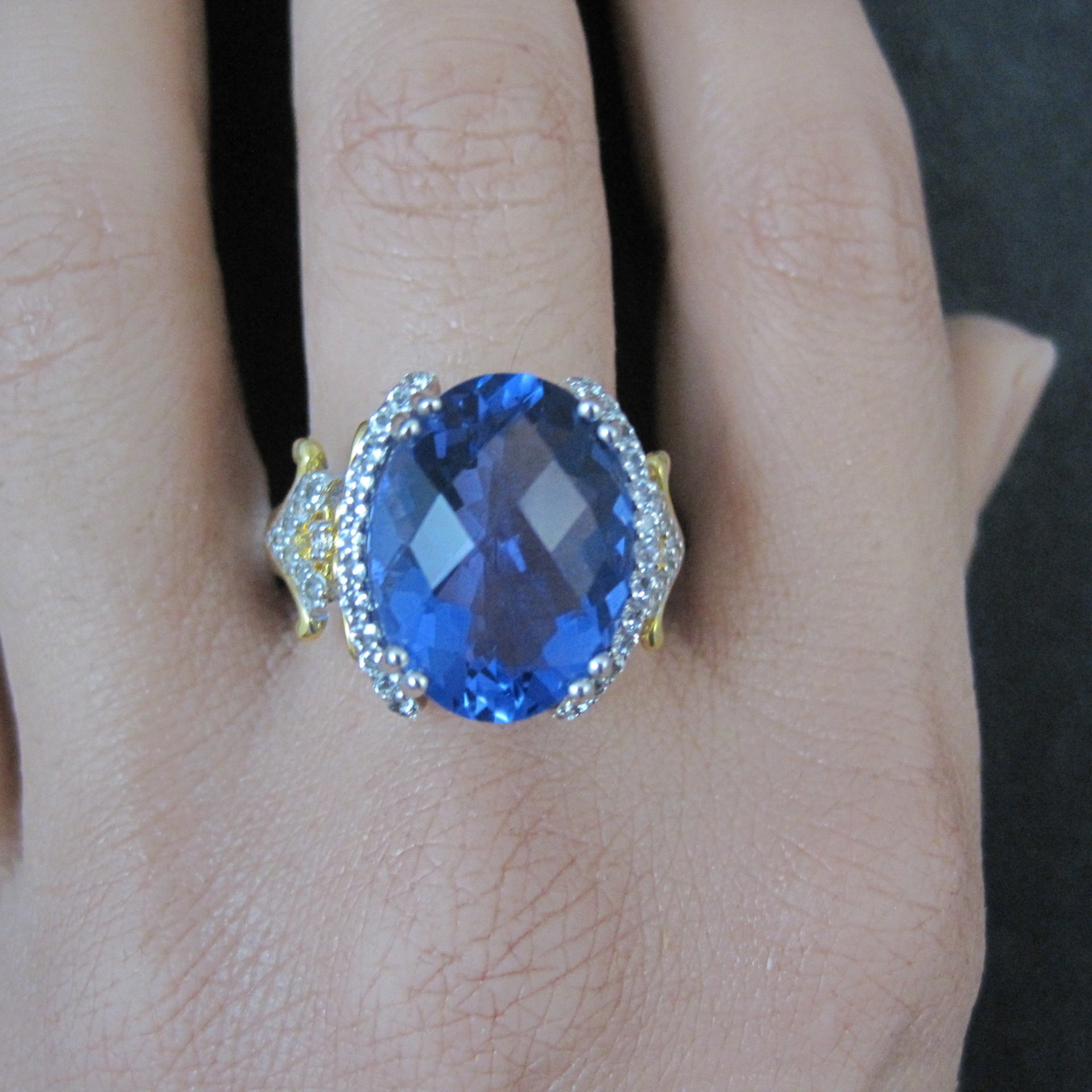 Designer Sterling Silver 10.58ctw Color Change Fluorite & White Topaz Ring Sz 10
