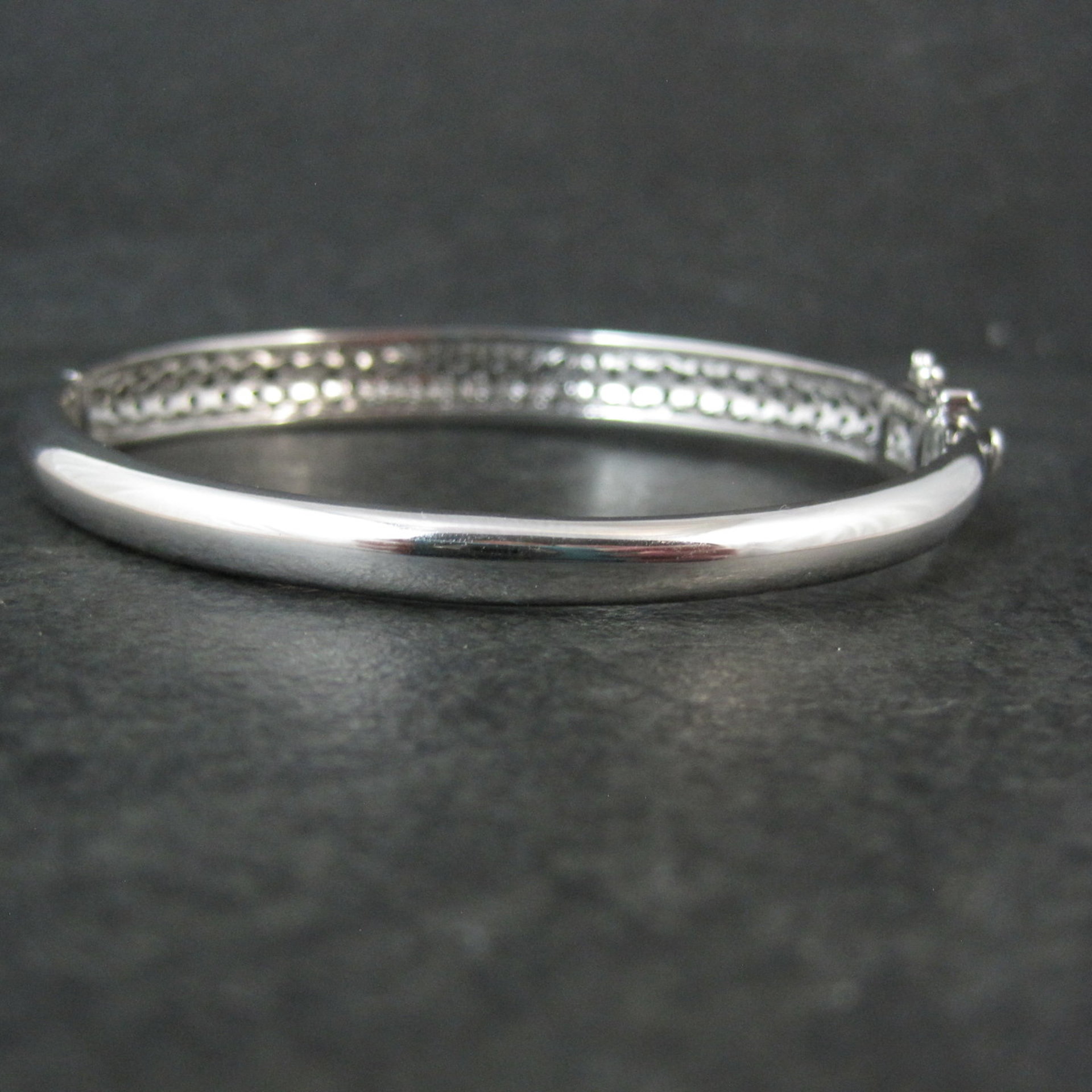 Sterling Silver Black Tourmaline Bangle Bracelet 6.75"