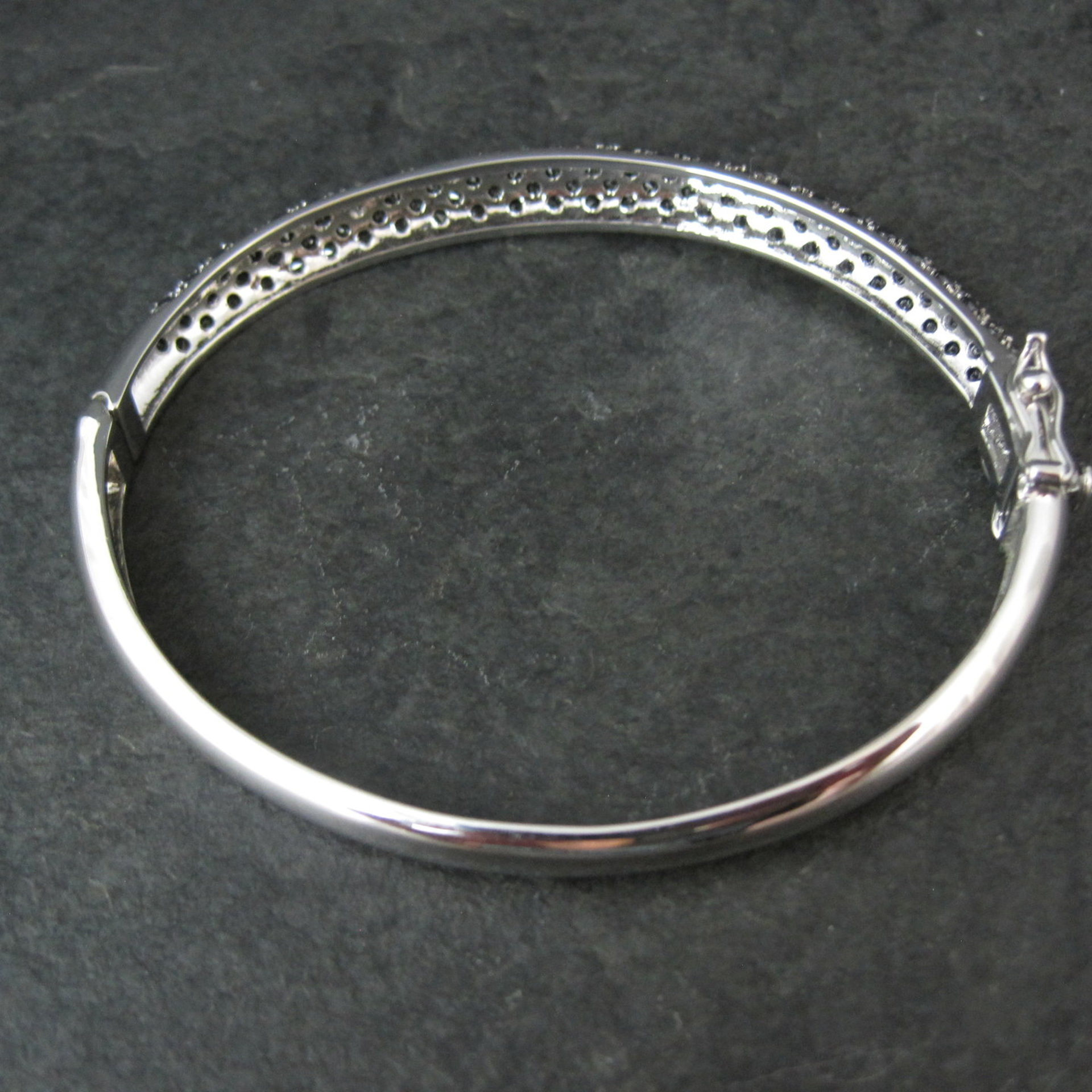 Sterling Silver Black Tourmaline Bangle Bracelet 6.75"