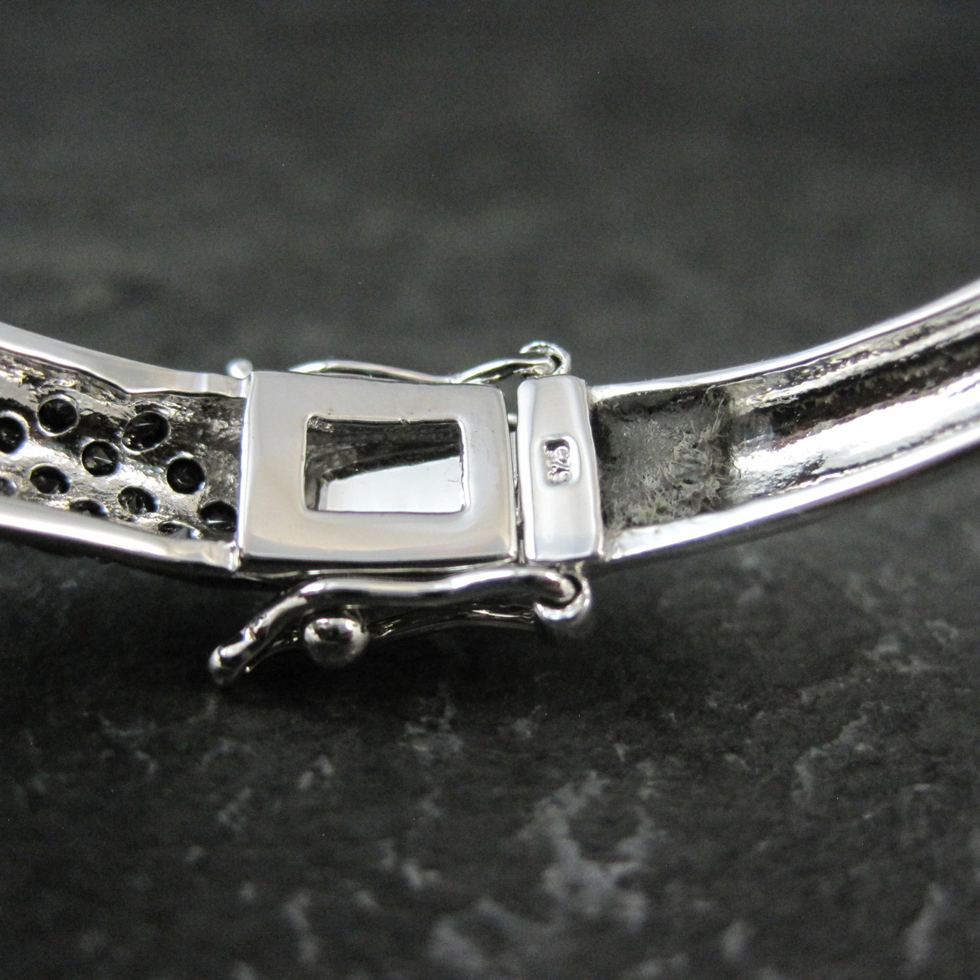 Sterling Silver Black Tourmaline Bangle Bracelet 6.75"