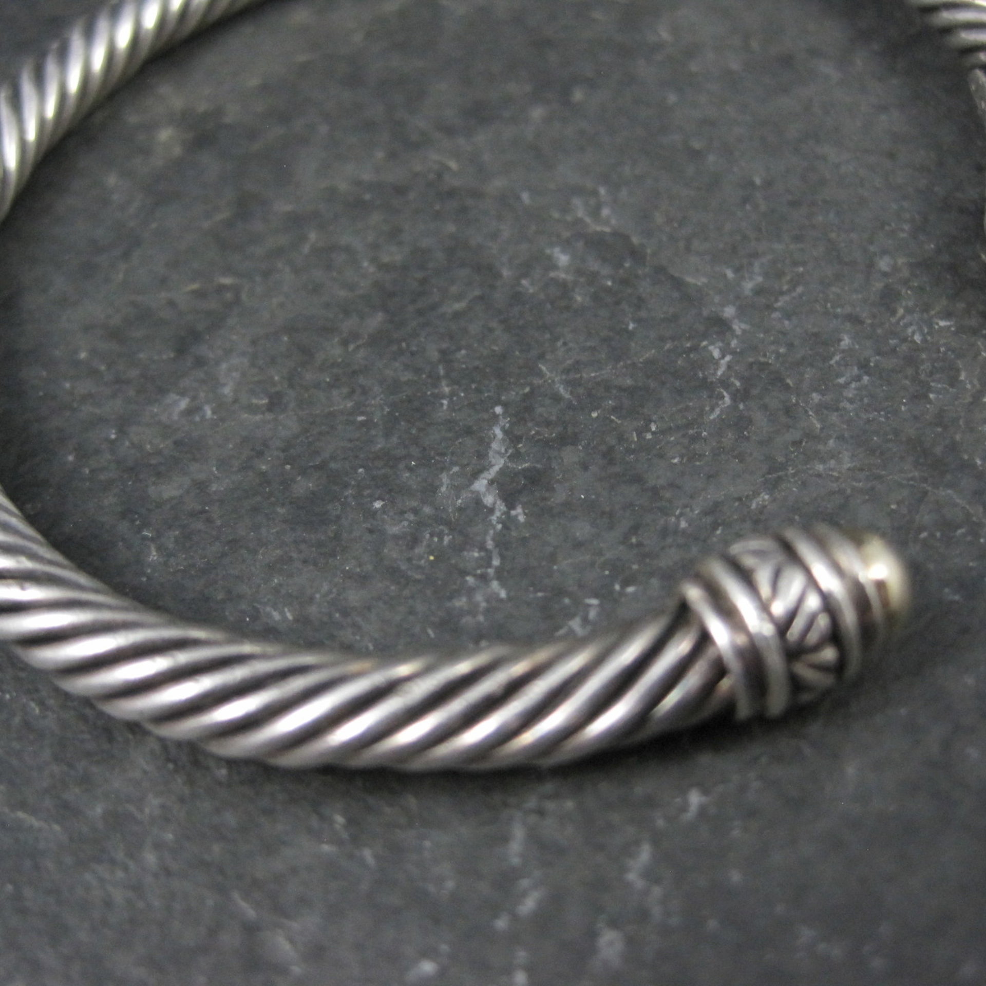 Vintage Sterling Silver and 18K Yellow Gold Cable Bracelet 7" Jeffrey Levin