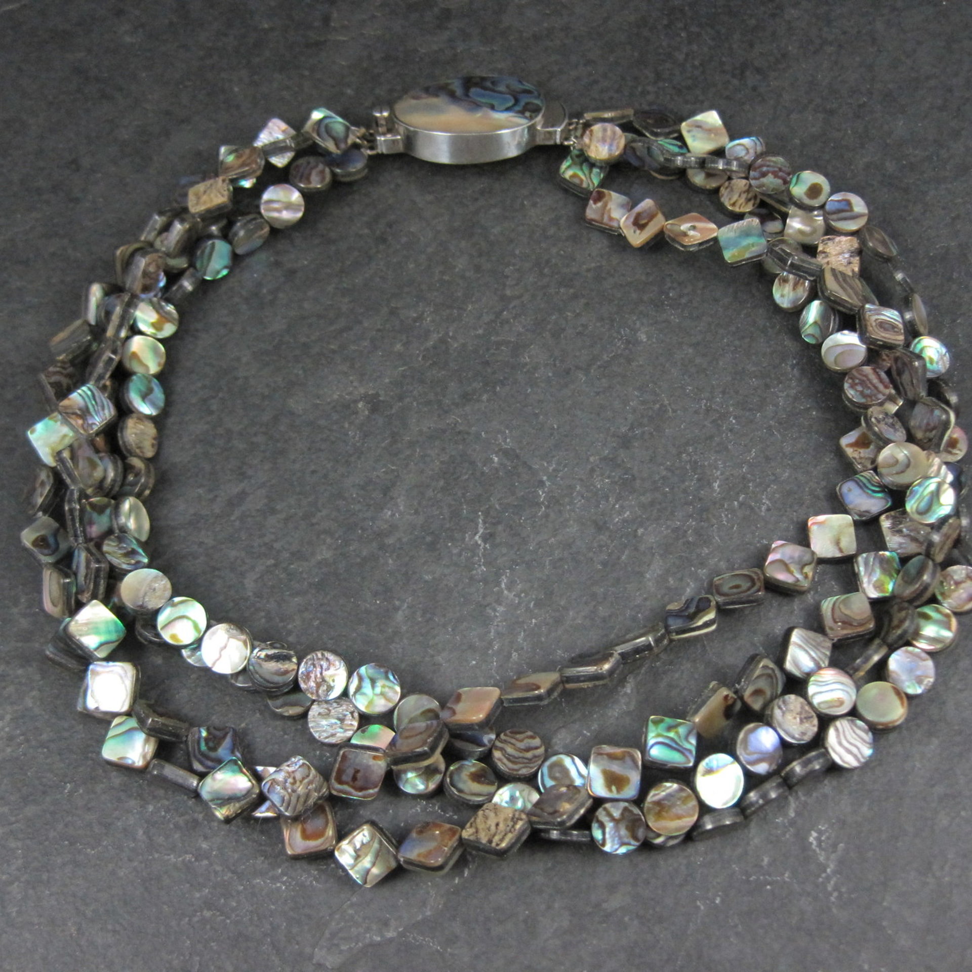 Estate 4 Strand Abalone Necklace 17" 