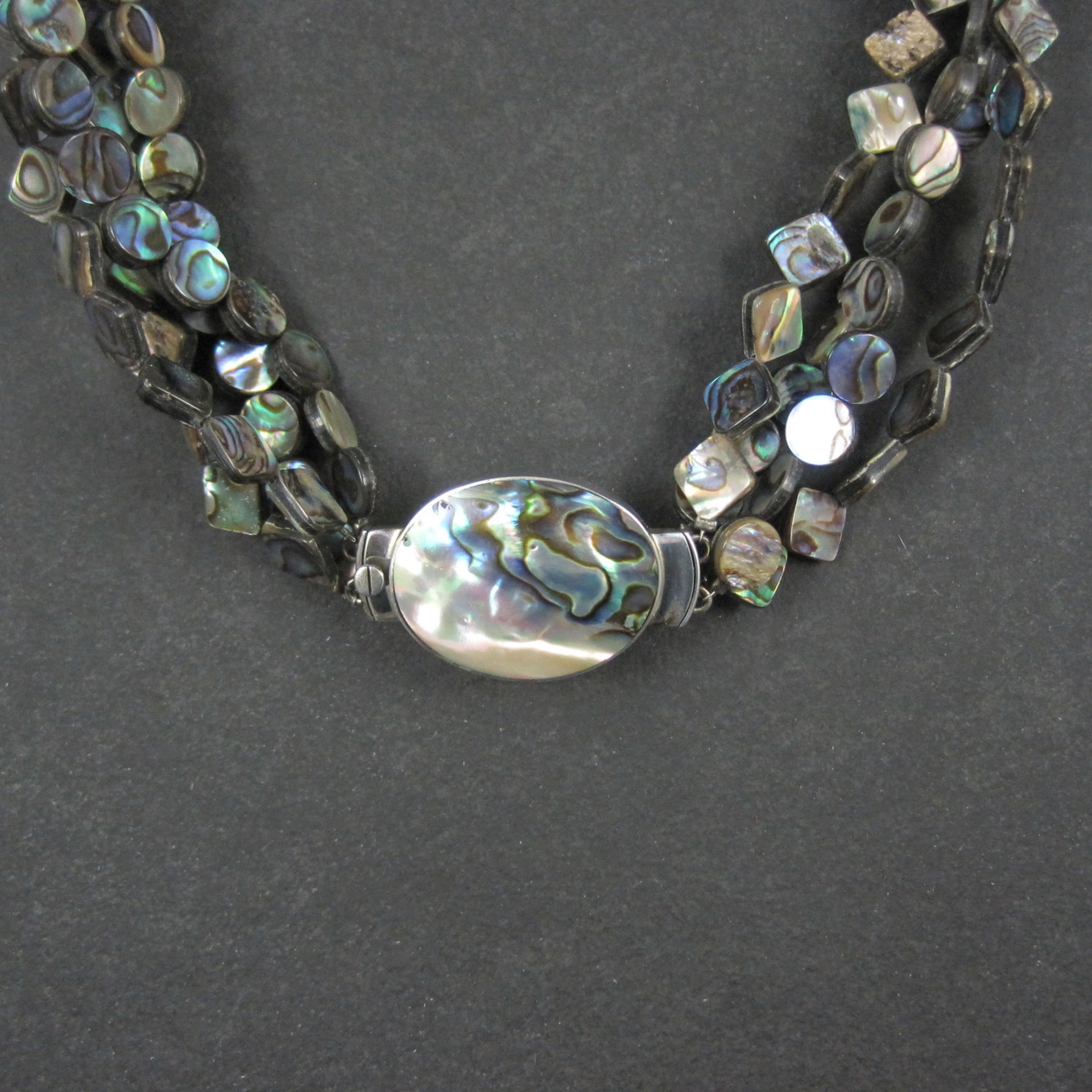 Estate 4 Strand Abalone Necklace 17" 
