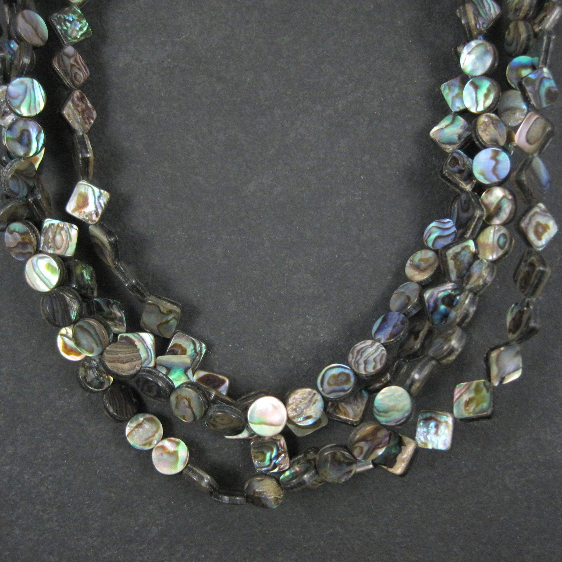 Estate 4 Strand Abalone Necklace 17" 