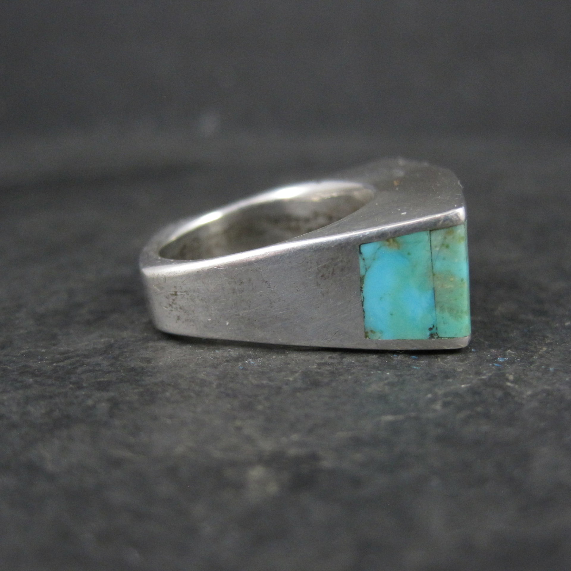 Vintage Southwestern Sterling Turquoise Spiny Oyster Inlay Ring Size 7