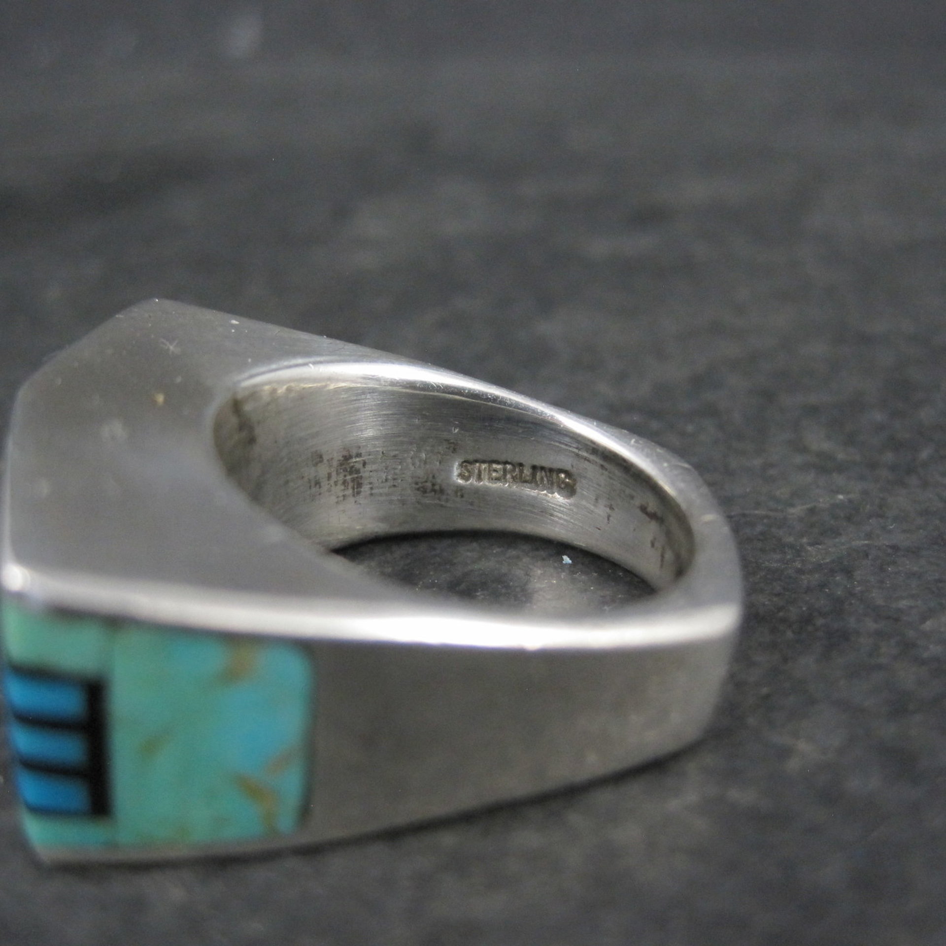 Vintage Southwestern Sterling Turquoise Spiny Oyster Inlay Ring Size 7