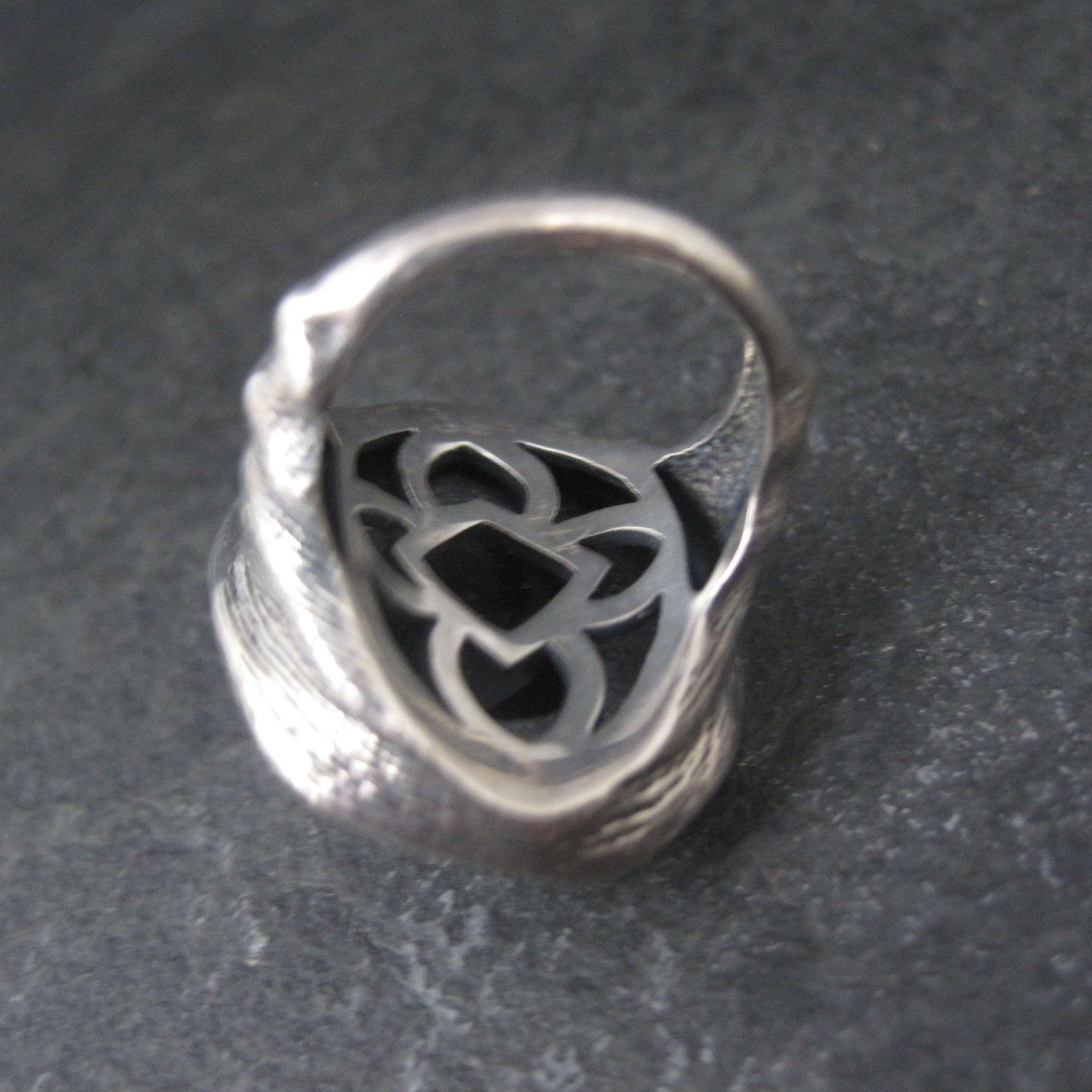 Vintage Gothic Chunky Onyx Sterling Ring Size 6