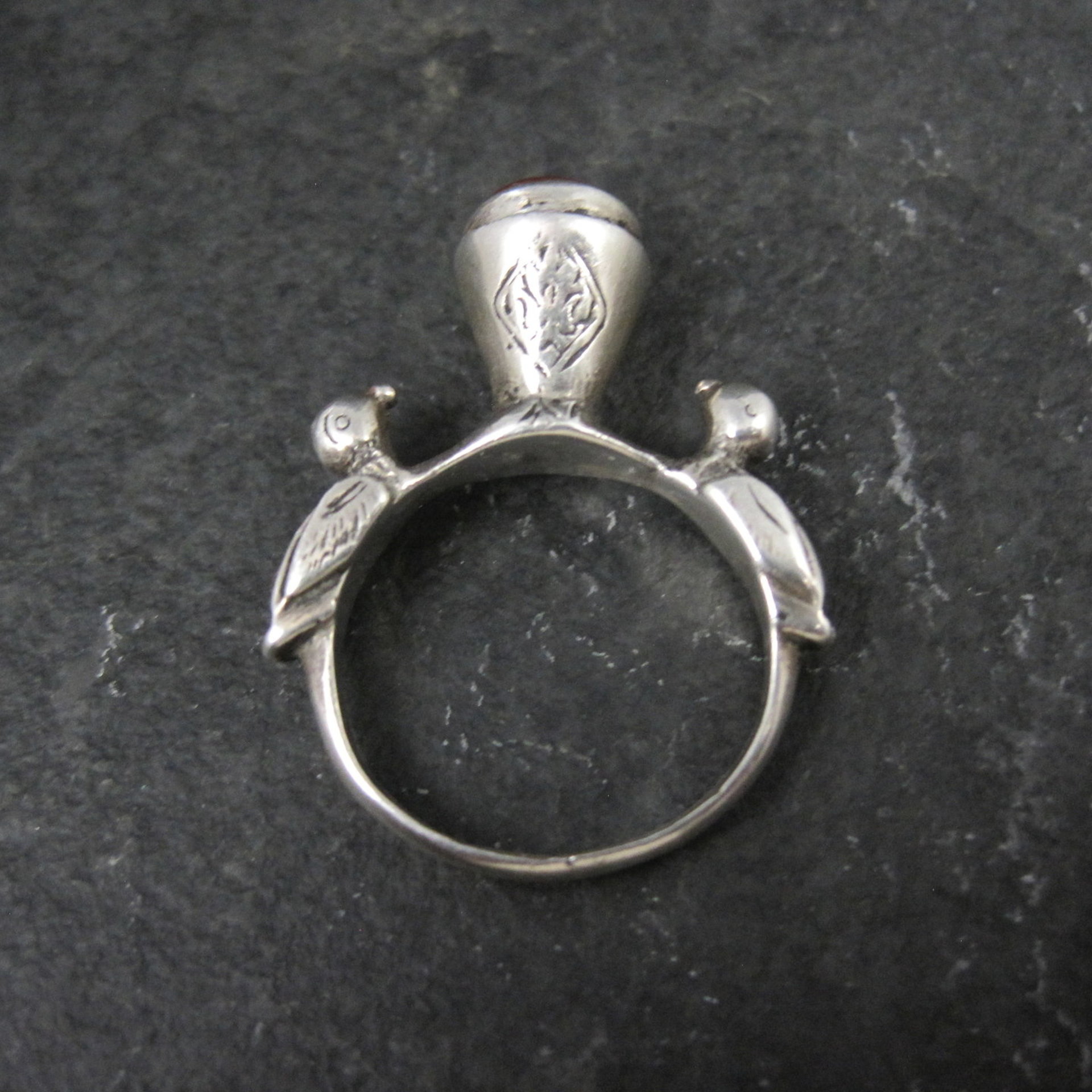 Vintage Carnelian Bird Ring Size 7 Unique Sterling Silver Jewelry