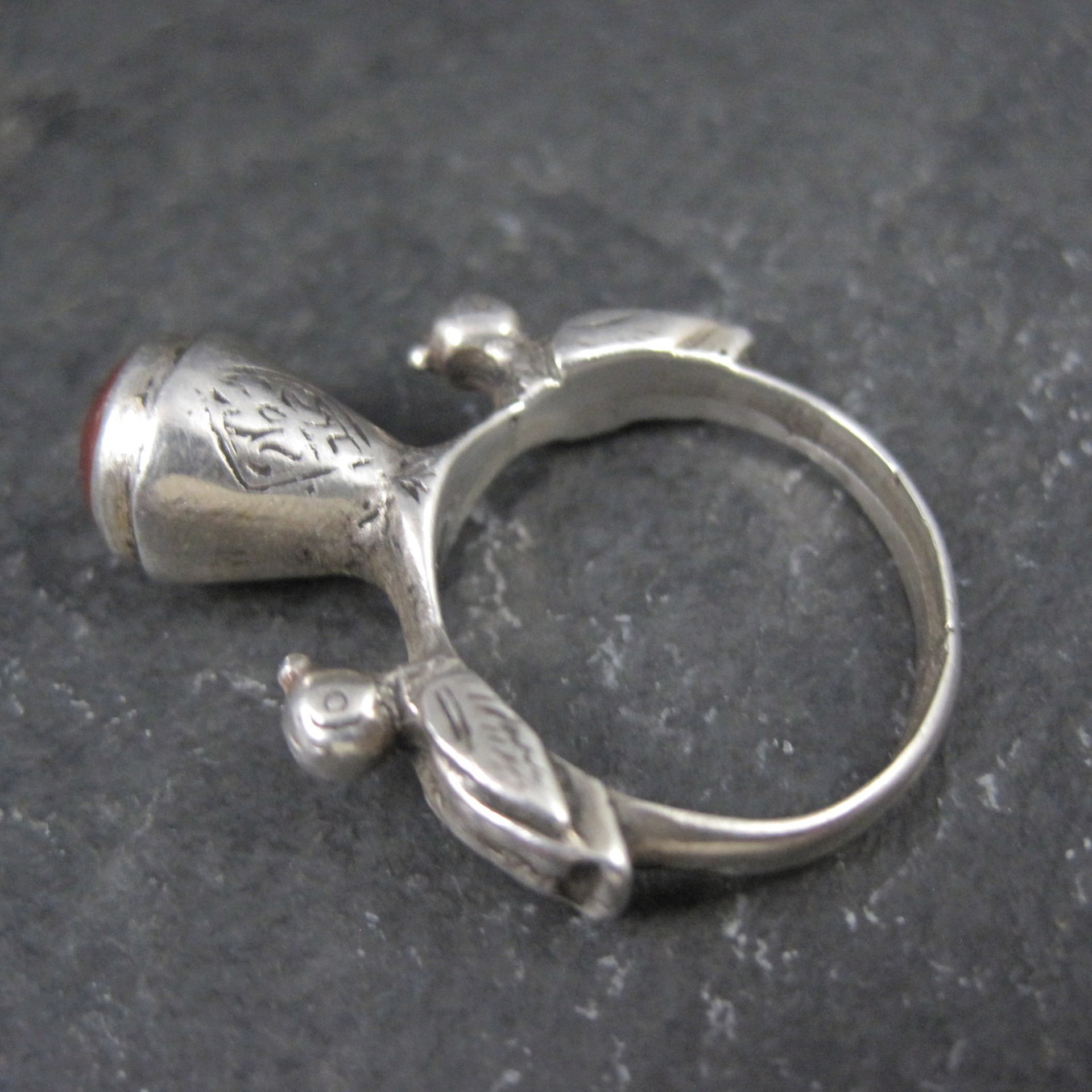 Vintage Carnelian Bird Ring Size 7 Unique Sterling Silver Jewelry