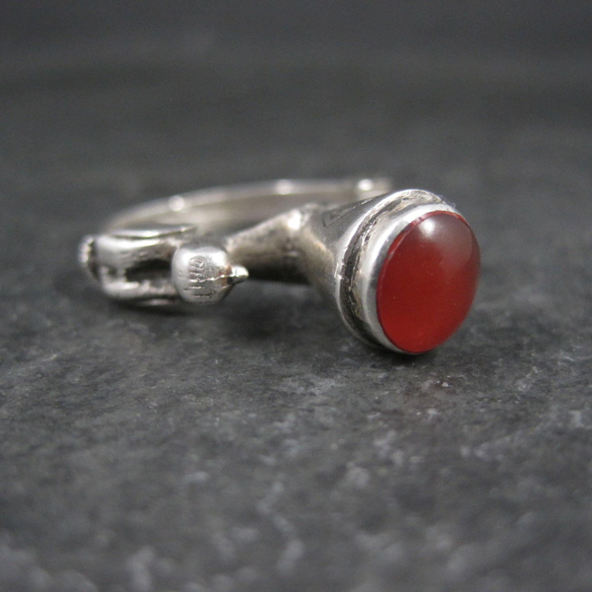 Vintage Carnelian Bird Ring Size 7 Unique Sterling Silver Jewelry