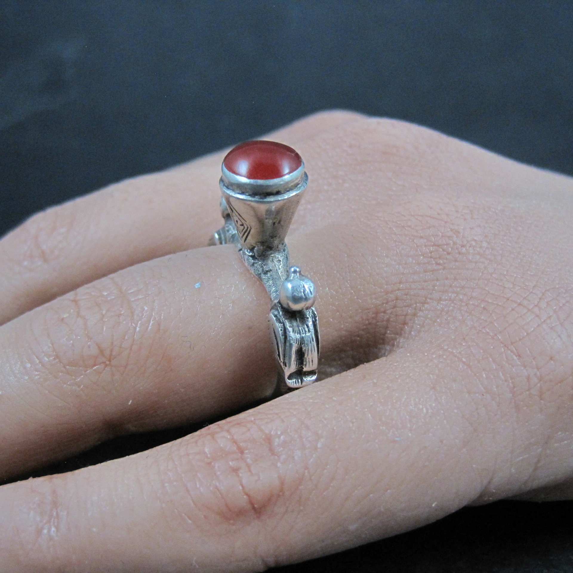 Vintage Carnelian Bird Ring Size 7 Unique Sterling Silver Jewelry