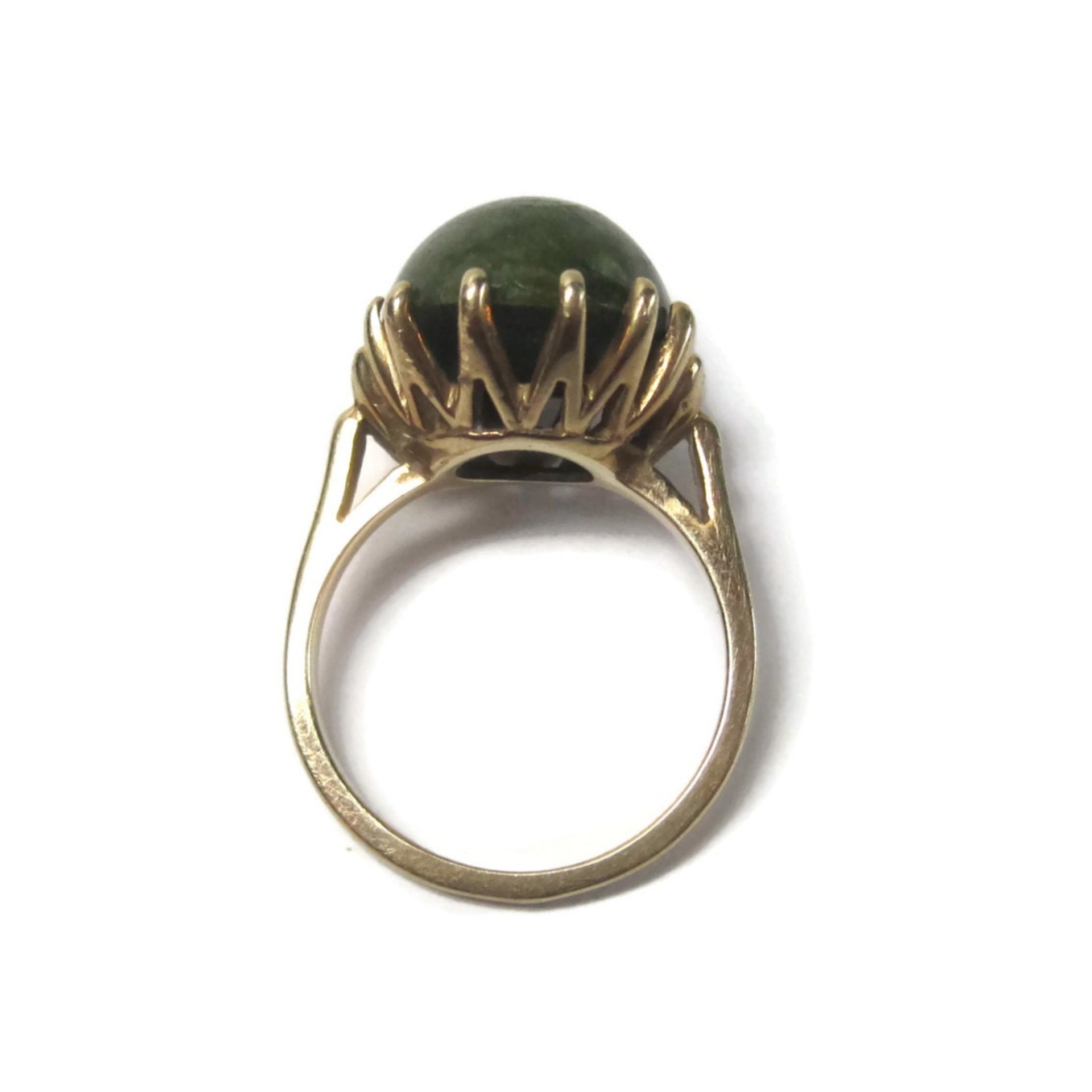 Estate 10K Yellow Gold Nephrite Jade Ring Size 6