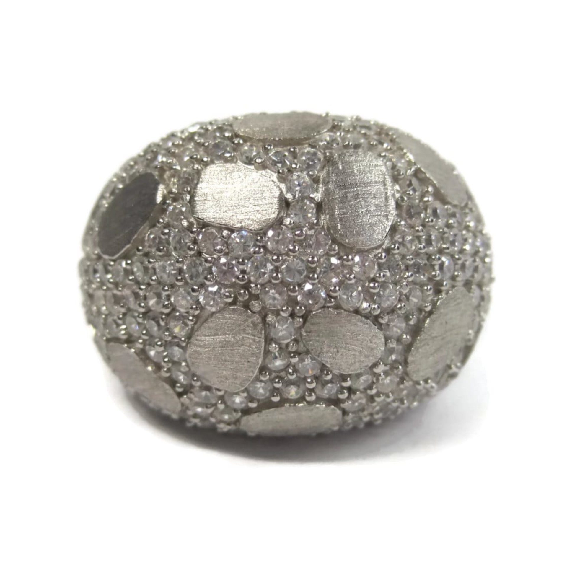 Vintage Brushed Sterling Cubic Zirconia Dome Ring Size 8.5