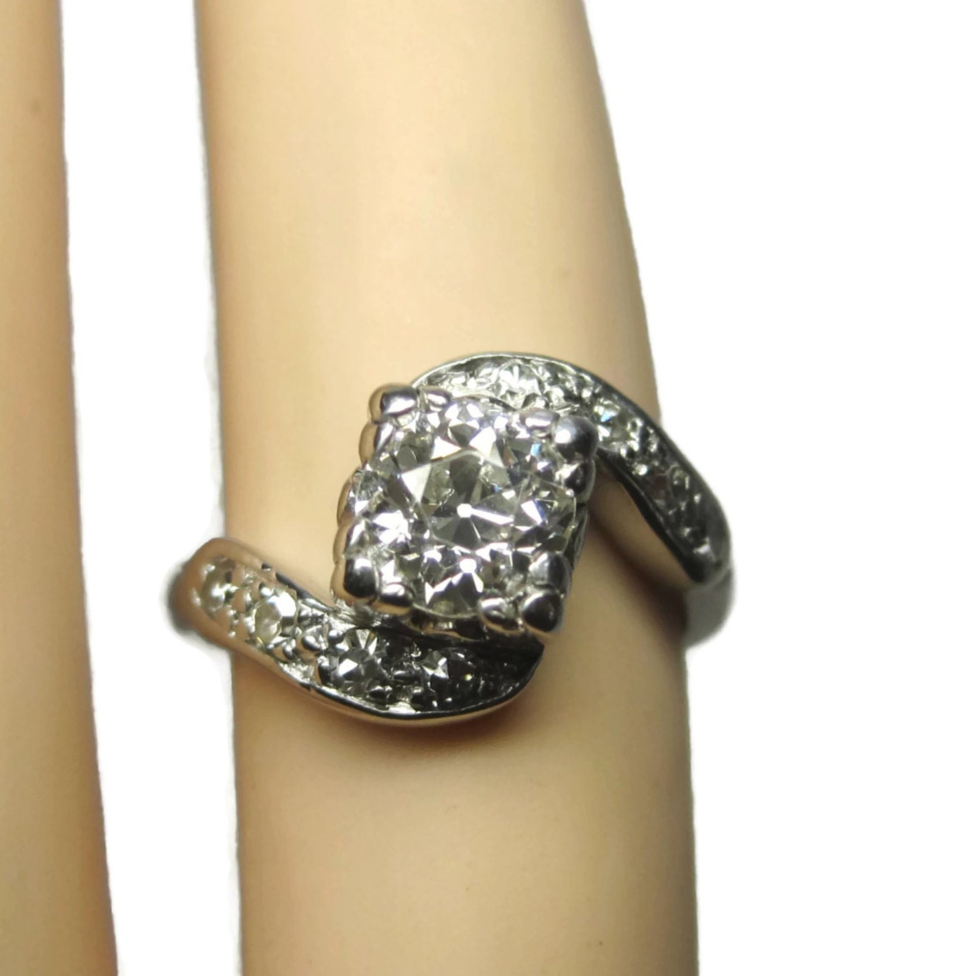 Antique Platinum .69 Carat Diamond Pinky Ring Size 2.5