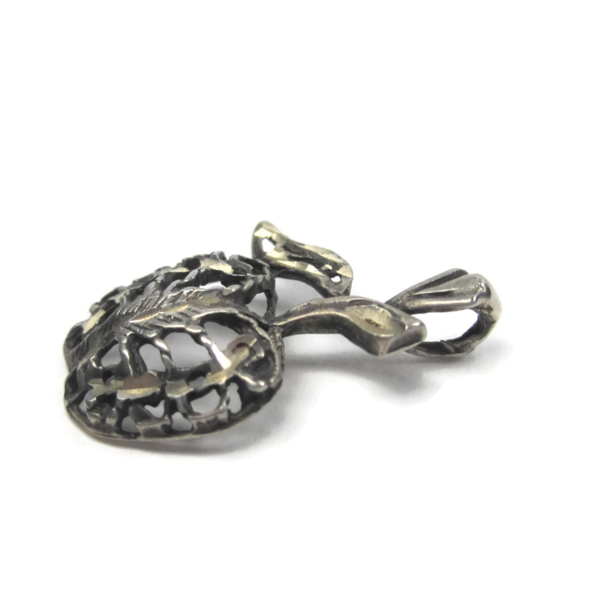 Vintage Sterling Diamond Cut Filigree Apple Pendant