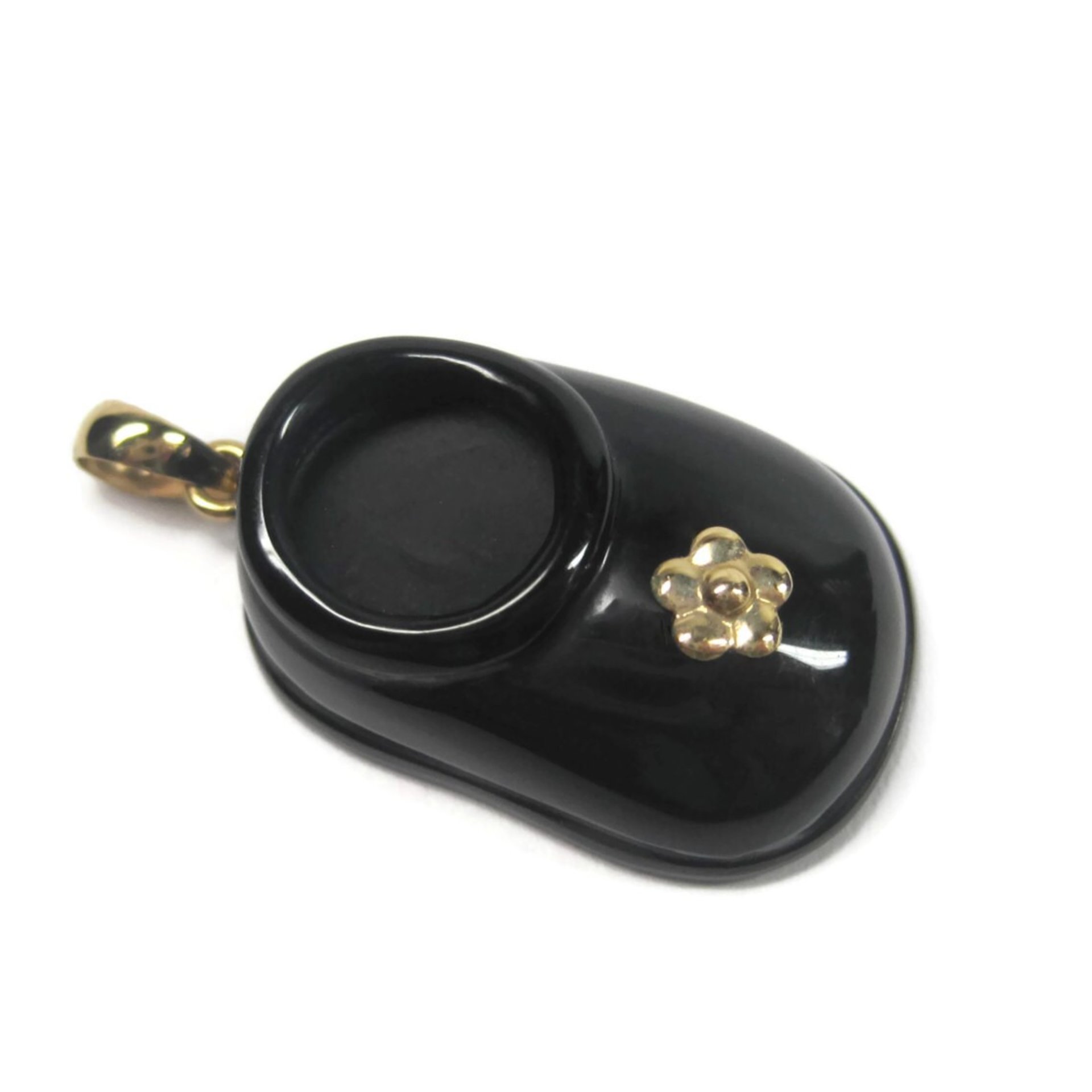 Vintage 14K Black Onyx Baby Shoe Pendant