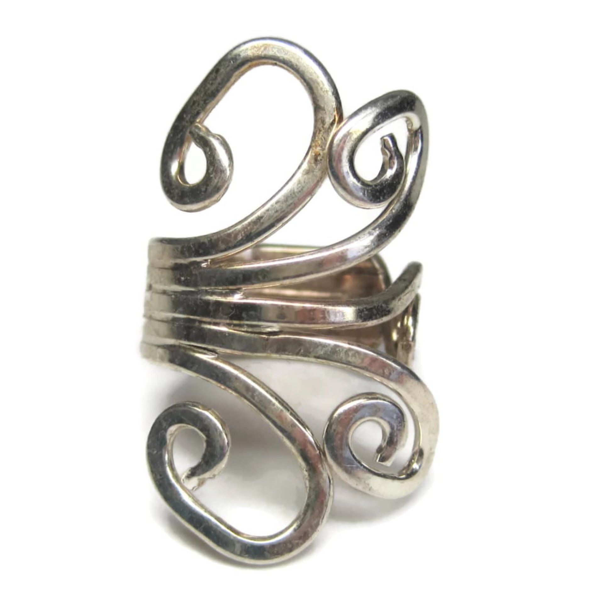 Vintage 80s Modernist Sterling Swirl Ring Size 5.5