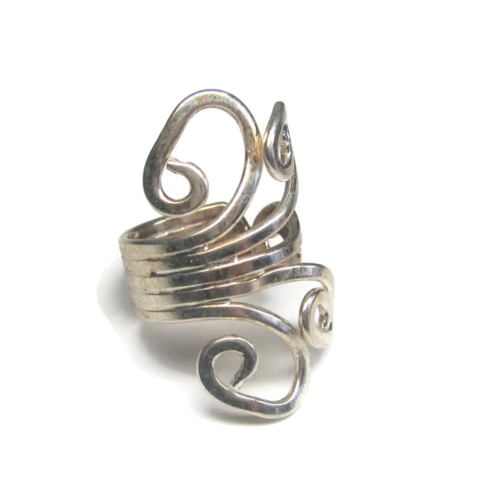 Vintage 80s Modernist Sterling Swirl Ring Size 5.5