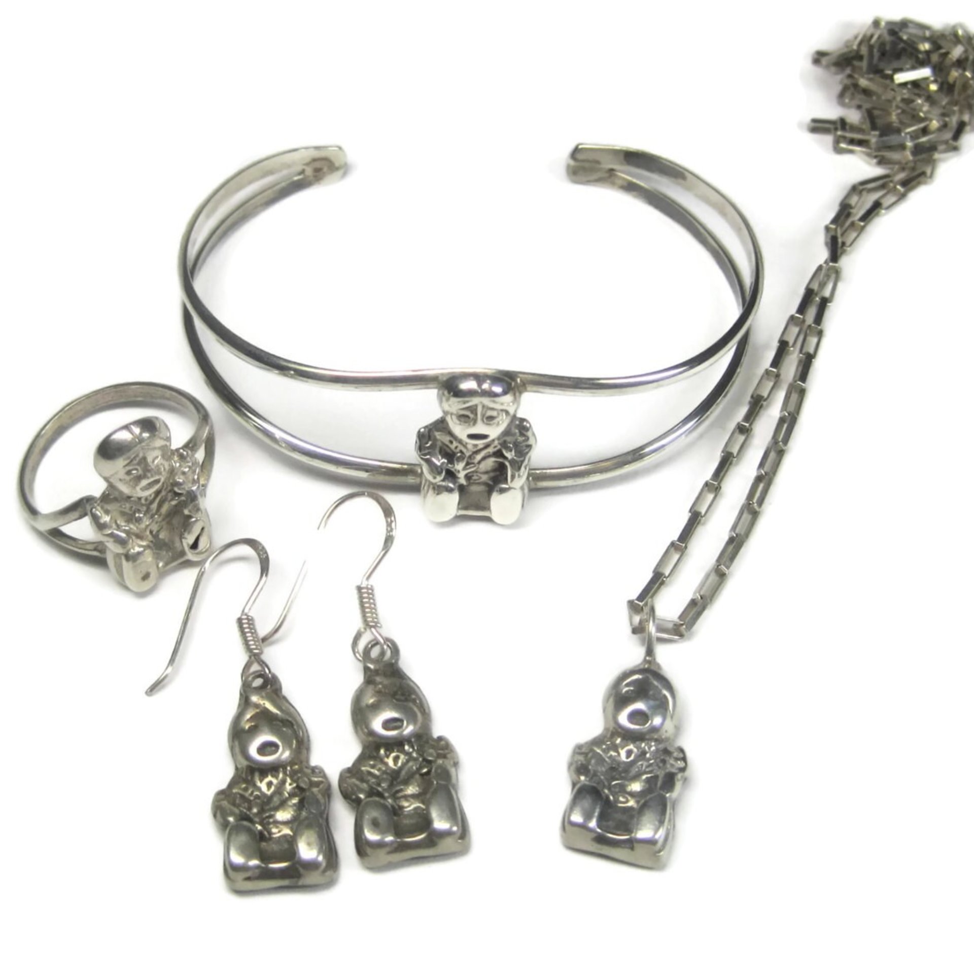 Vintage Sterling Navajo Storyteller Bracelet Ring Earrings Pendant Jewelry Set