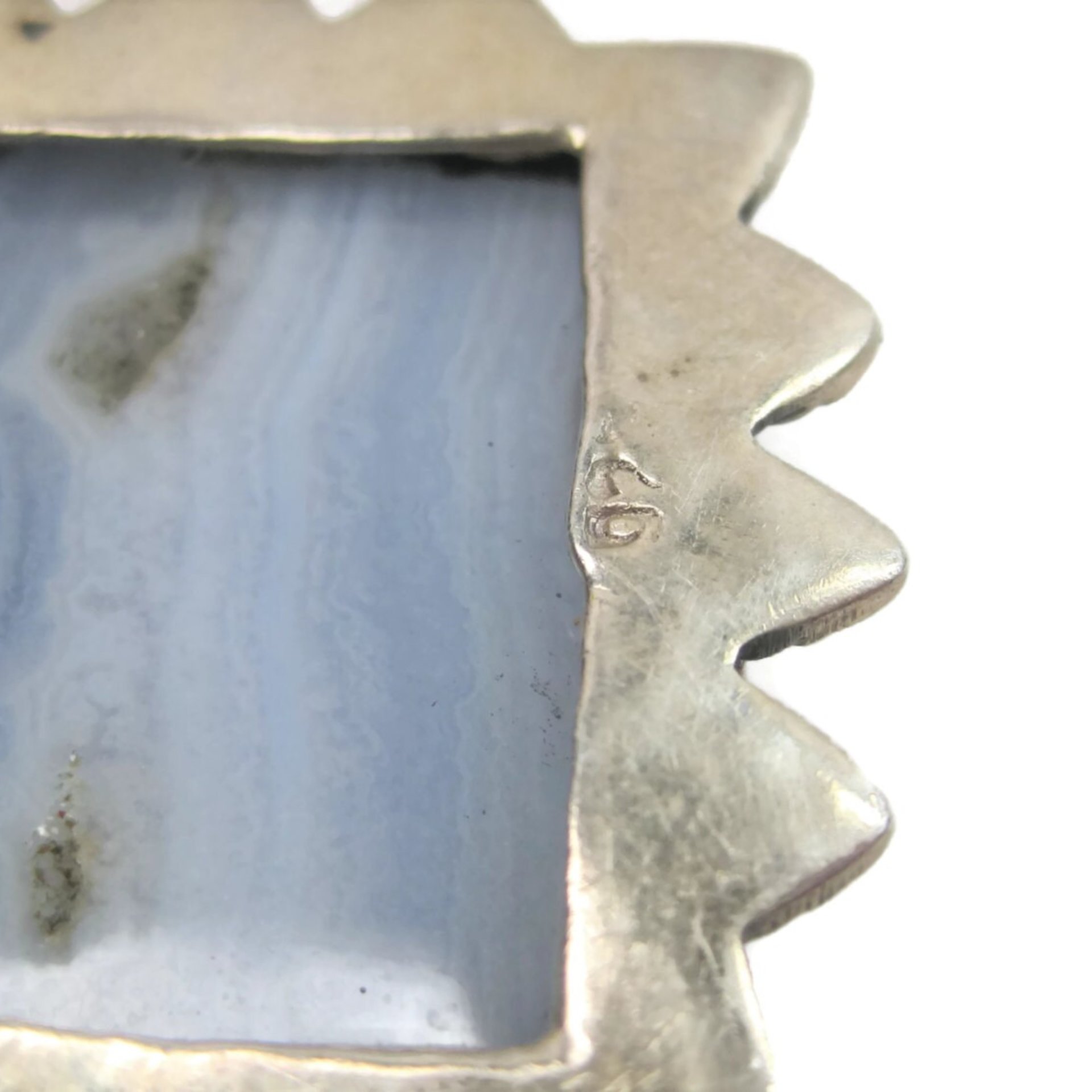 Vintage 90s Sterling Blue Banded Agate Pendant