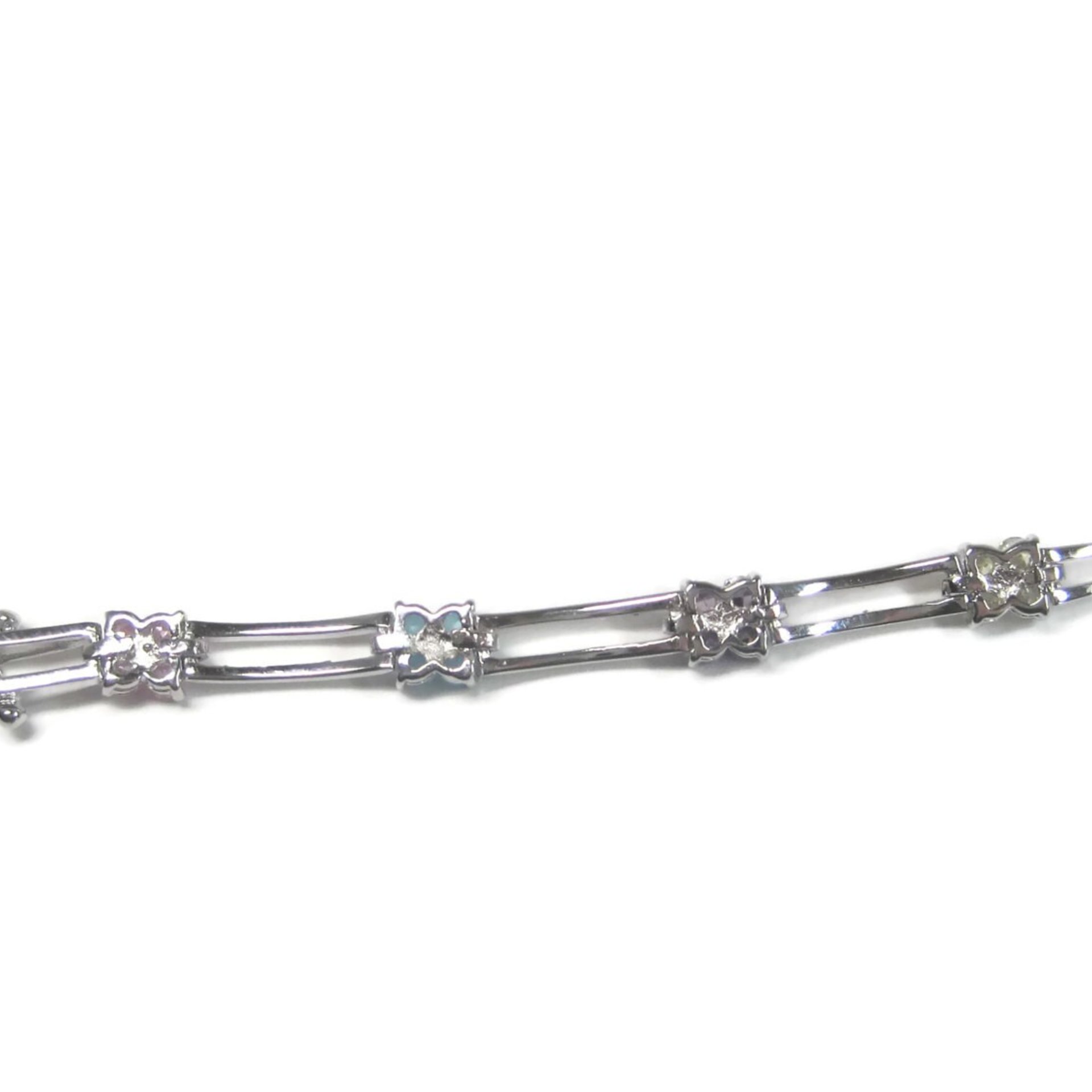 Vintage 90s Sterling Multi Stone Flower Bracelet 7 Inches