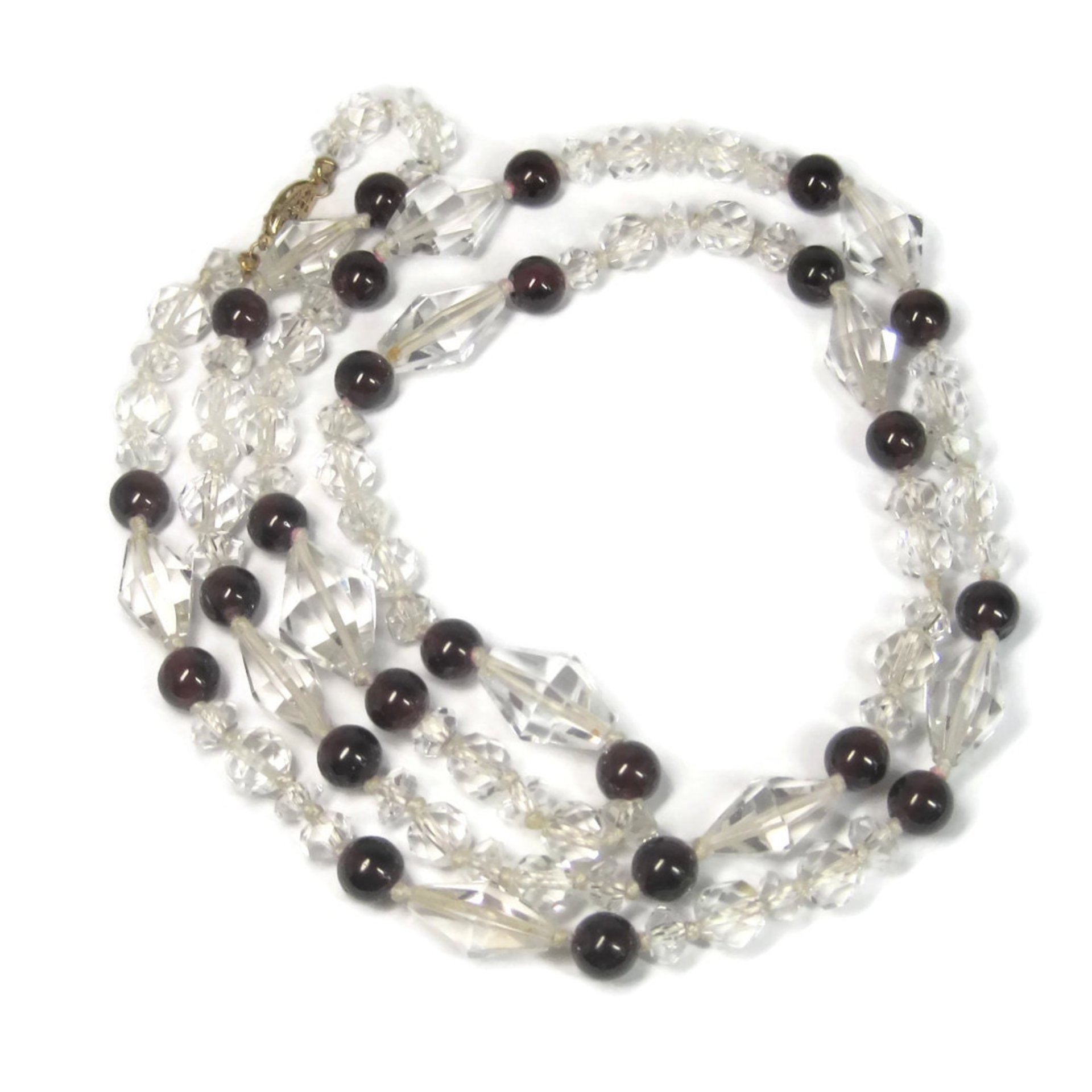 Vintage 14K Garnet Crystal Necklace 33 Inches