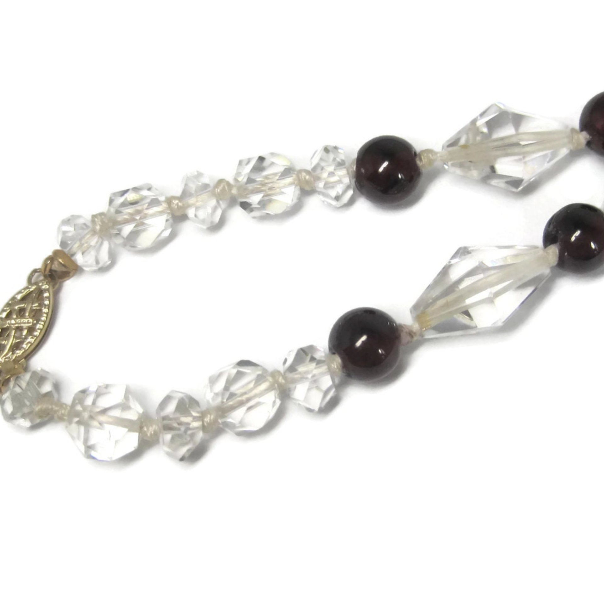 Vintage 14K Garnet Crystal Necklace 33 Inches