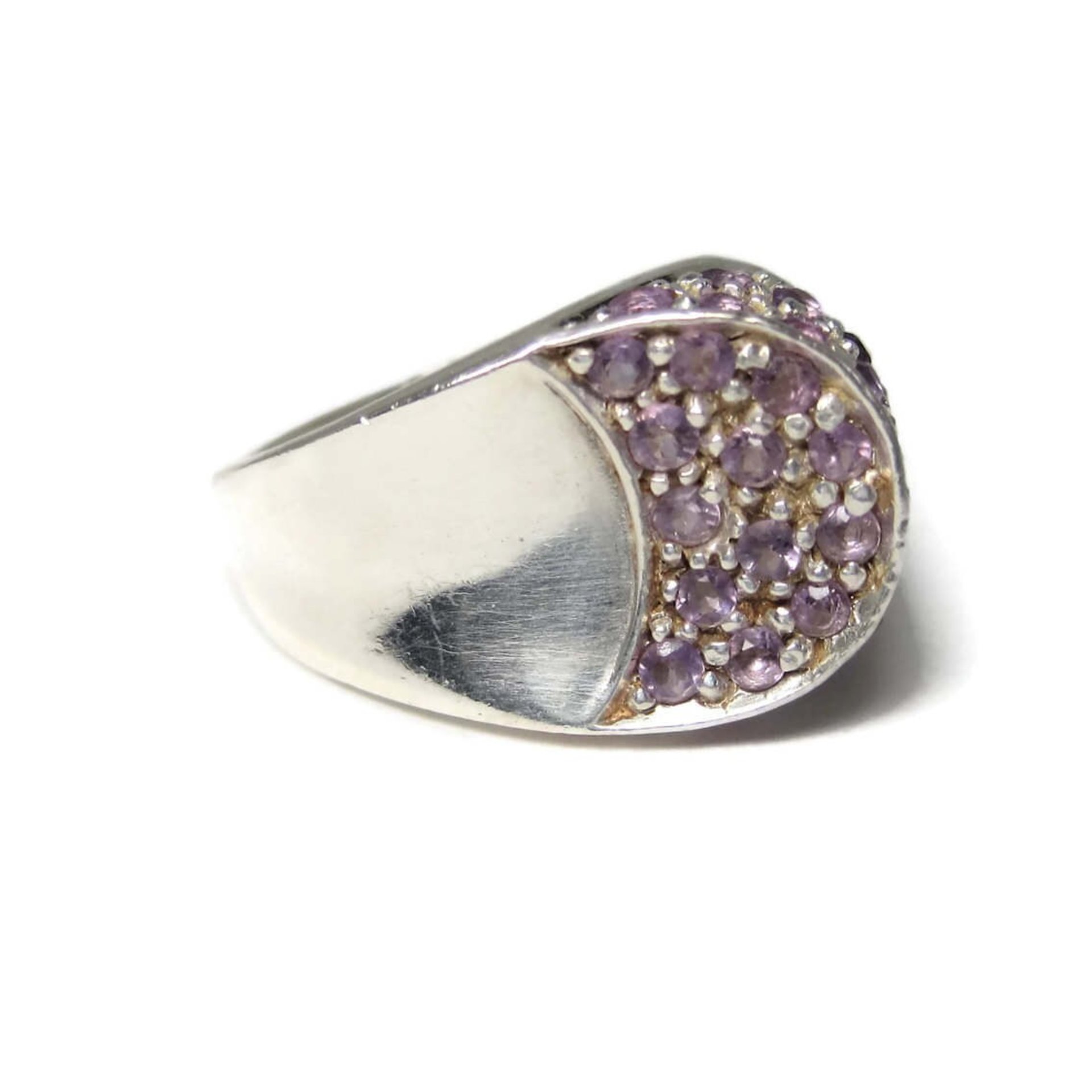 Vintage Sterling Amethyst Crescent Moon Ring Size 6