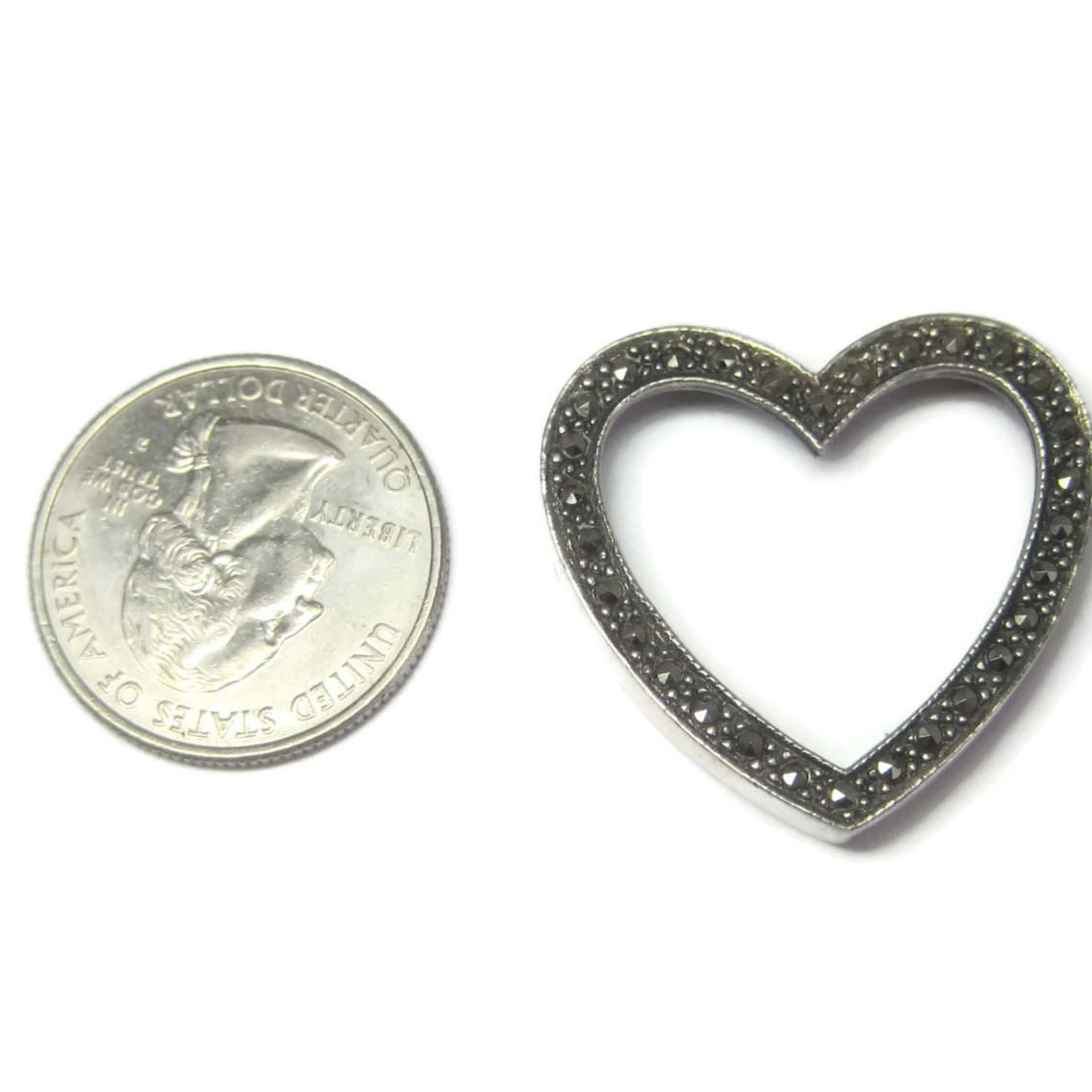 Large Vintage Sterling Marcasite Heart Pendant